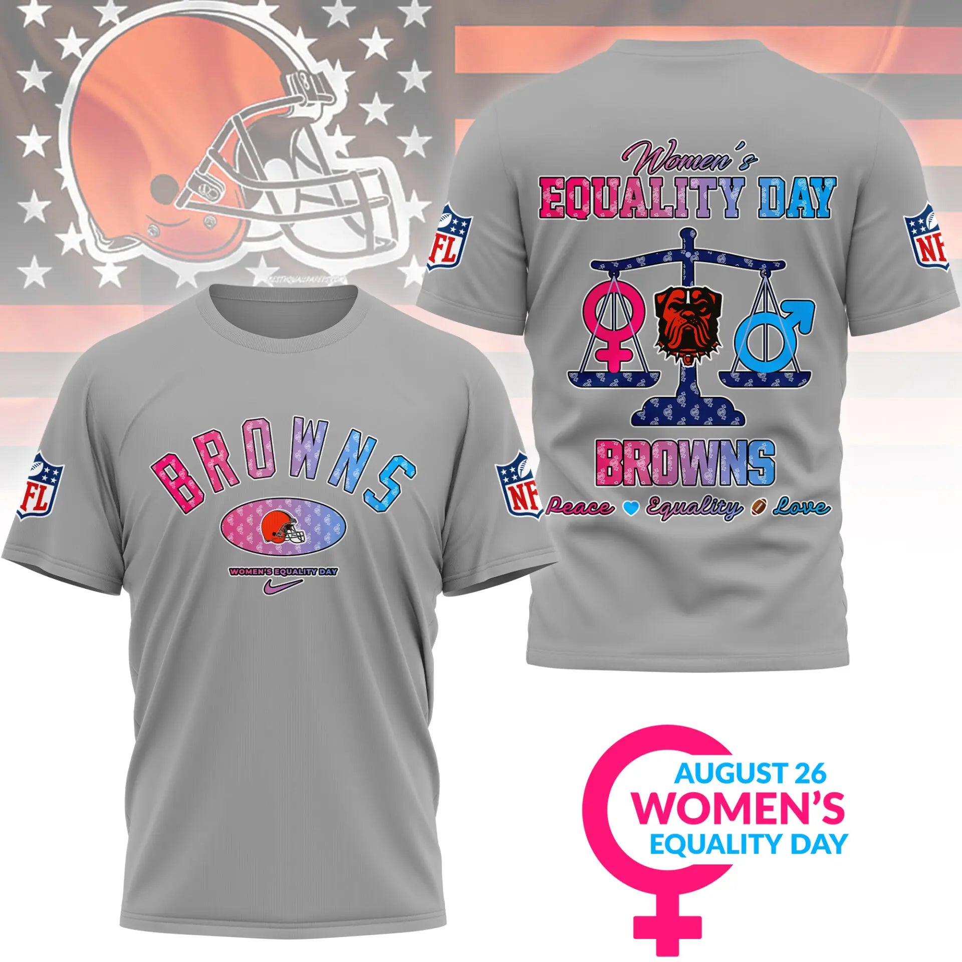 Cleveland Browns | Premium Women’s Equality Day 3D Shirt NY – HuddleStyle.com - Image 3