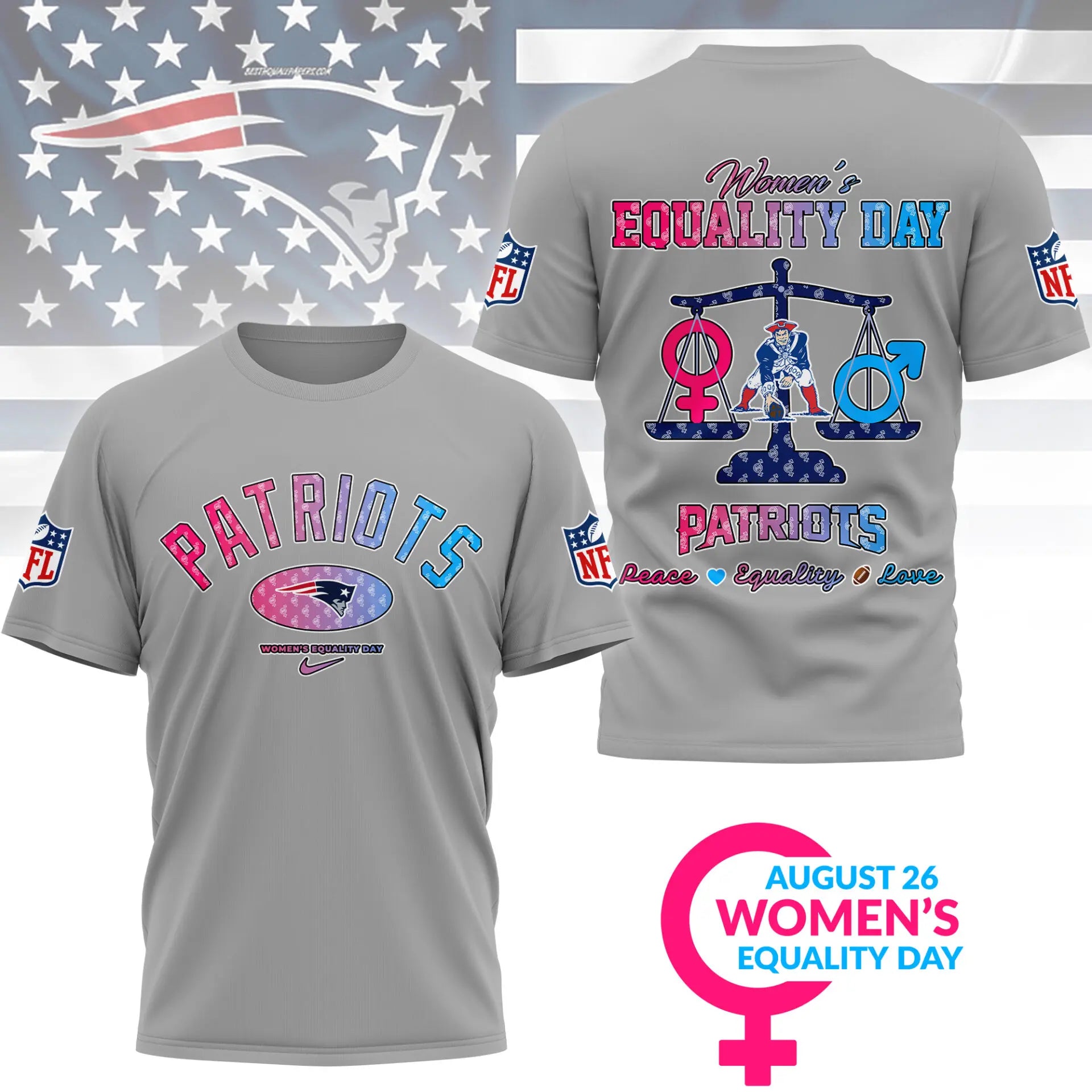 New England Patriots | Premium Women’s Equality Day 3D Shirt NY – HuddleStyle.com - Image 5