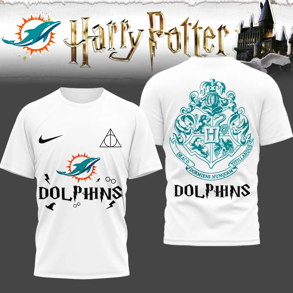 Miami Dolphins | Premium NFL x Harry Potter 3D Shirt HI – HuddleStyle.com - Image 2