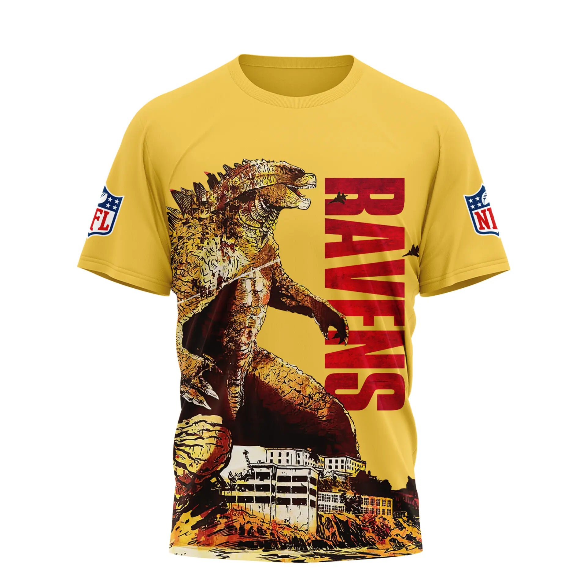 Baltimore Ravens | Premium NFL Godzilla King of the Monsters 3D Shirt NY – HuddleStyle.com - Image 2