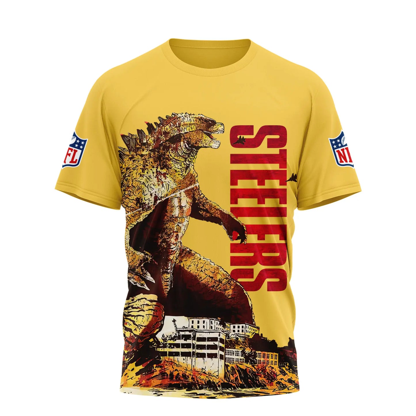 Pittsburgh Steelers | Premium NFL Godzilla King of the Monsters 3D Shirt NY – HuddleStyle.com - Image 3