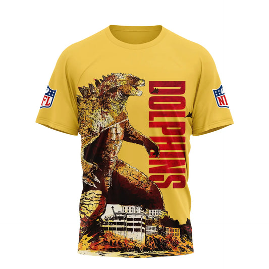 Miami Dolphins | Premium NFL Godzilla King of the Monsters 3D Shirt NY – HuddleStyle.com - Main