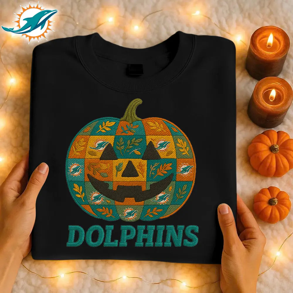 Miami Dolphins | Premium NFL Pumpkin Shirt – HuddleStyle.com - Image 2