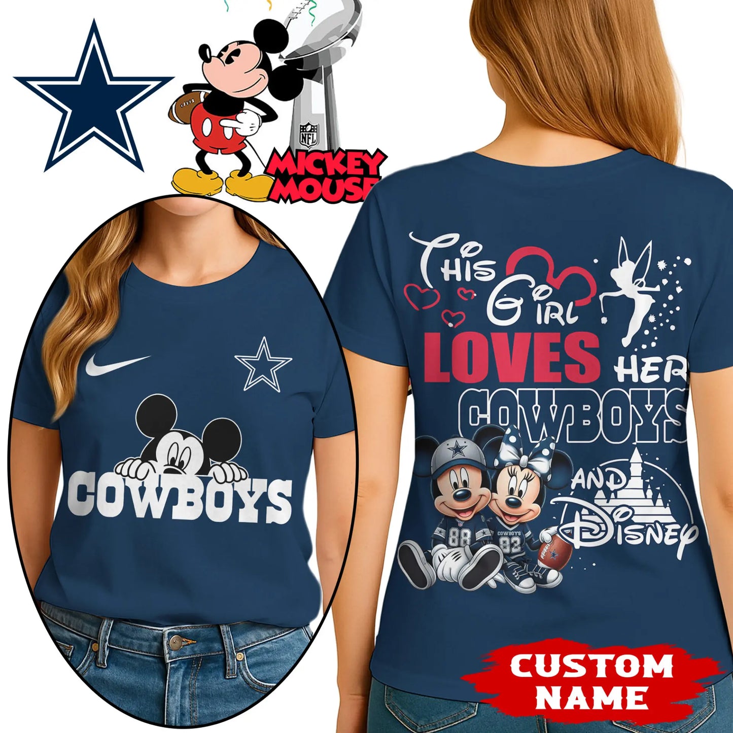 Dallas Cowboys | Premium NFL Mickey Shirt HI – HuddleStyle.com - Image 2