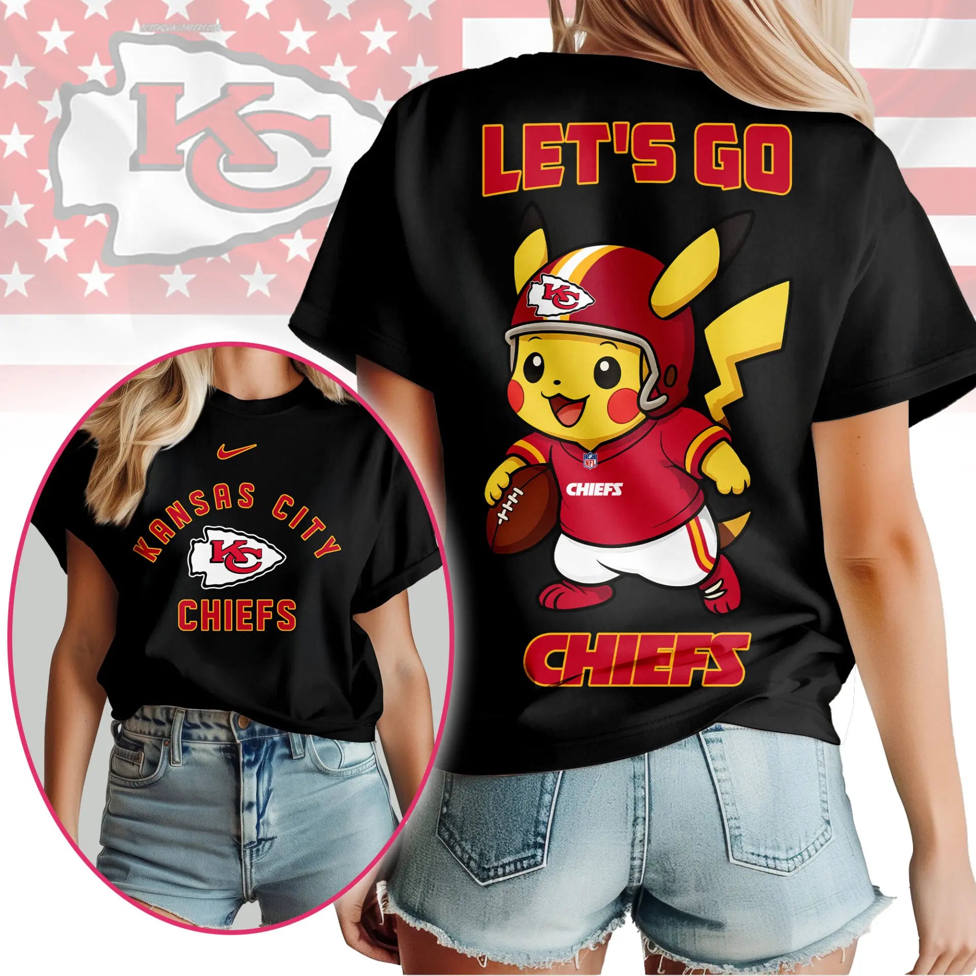 Kansas City Chiefs | Premium NFL Pokemon Fan 3D Shirt NY – HuddleStyle.com - Image 2