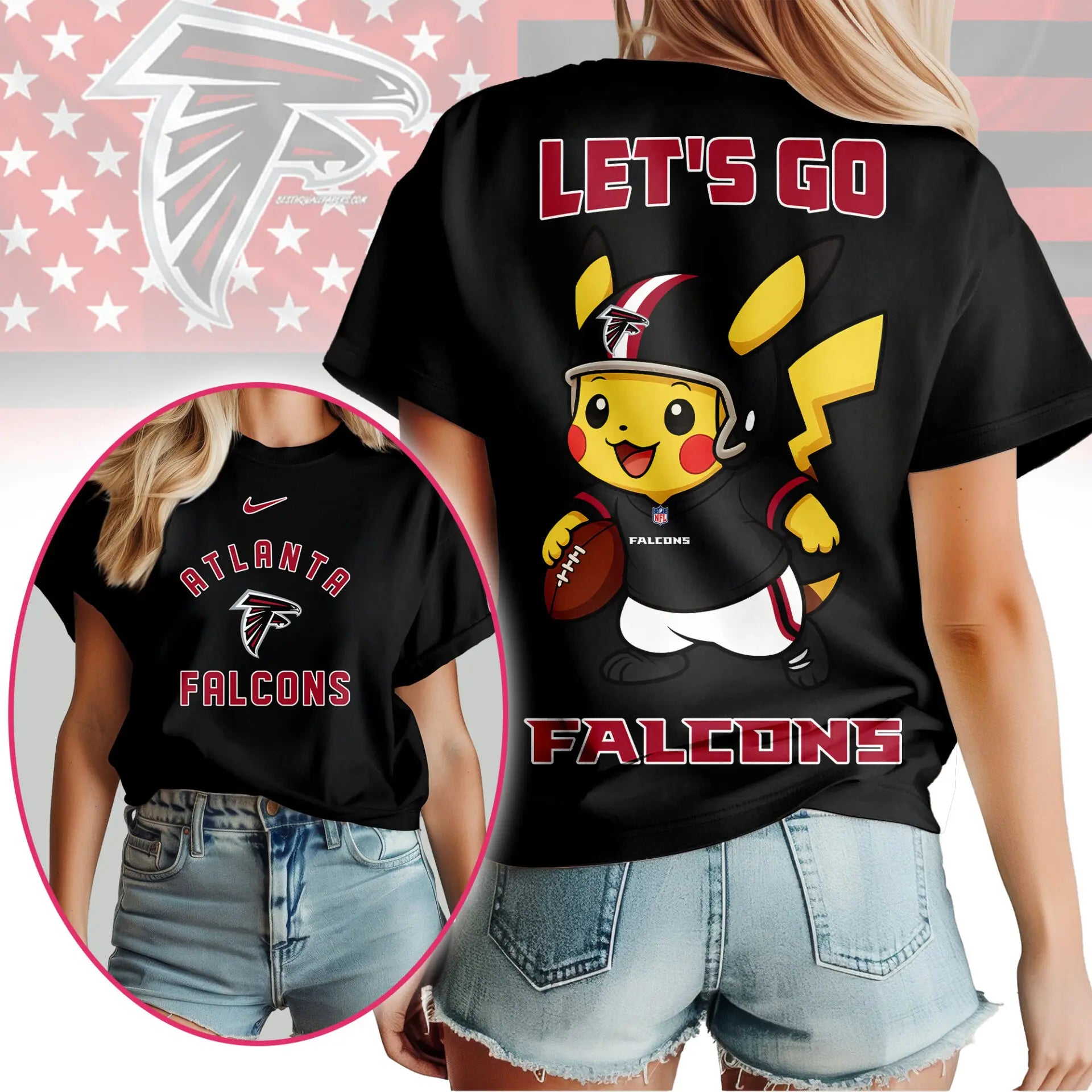 Atlanta Falcons | Premium NFL Pokemon Fan 3D Shirt NY – HuddleStyle.com - Main