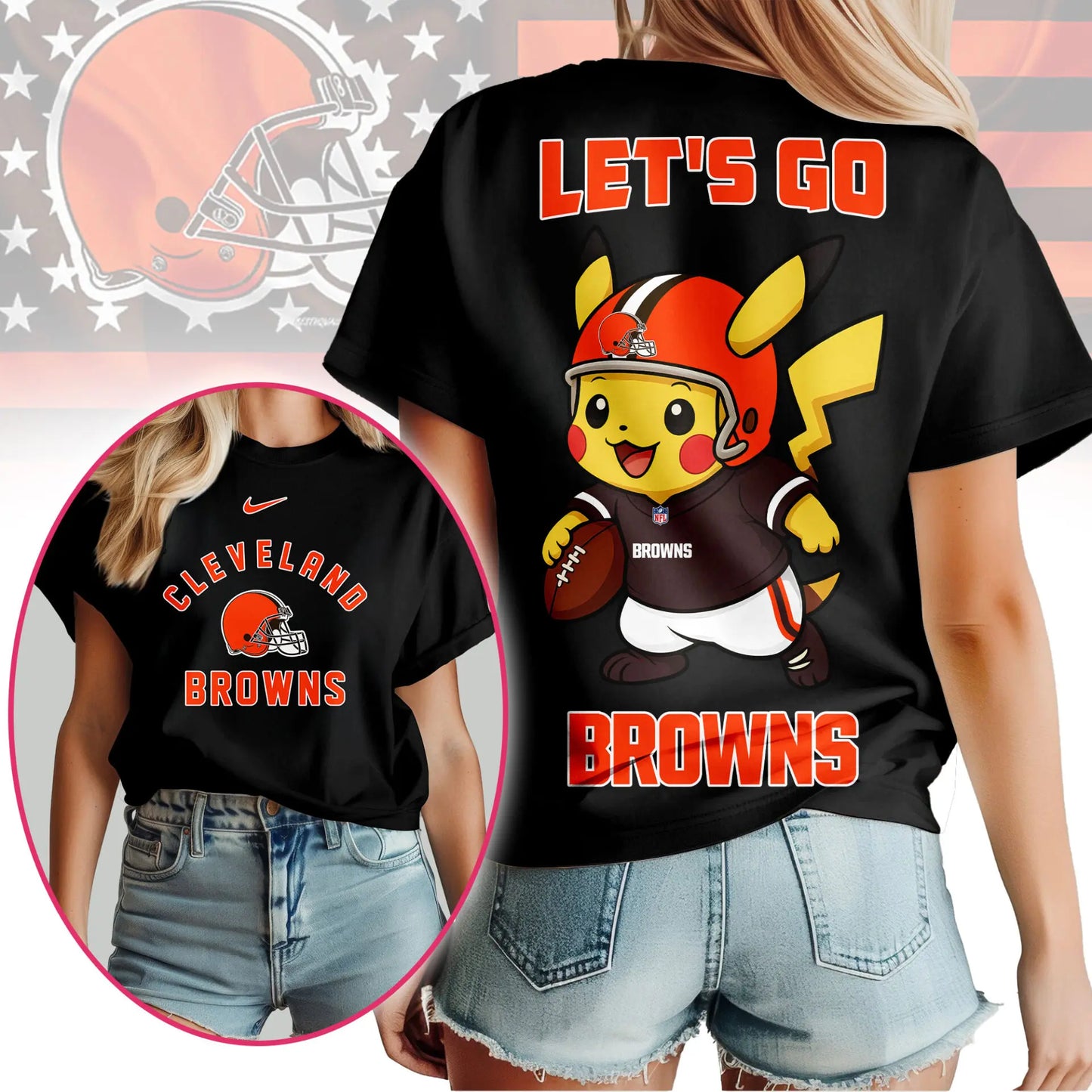 Cleveland Browns | Premium NFL Pokemon Fan 3D Shirt NY – HuddleStyle.com - Image 2