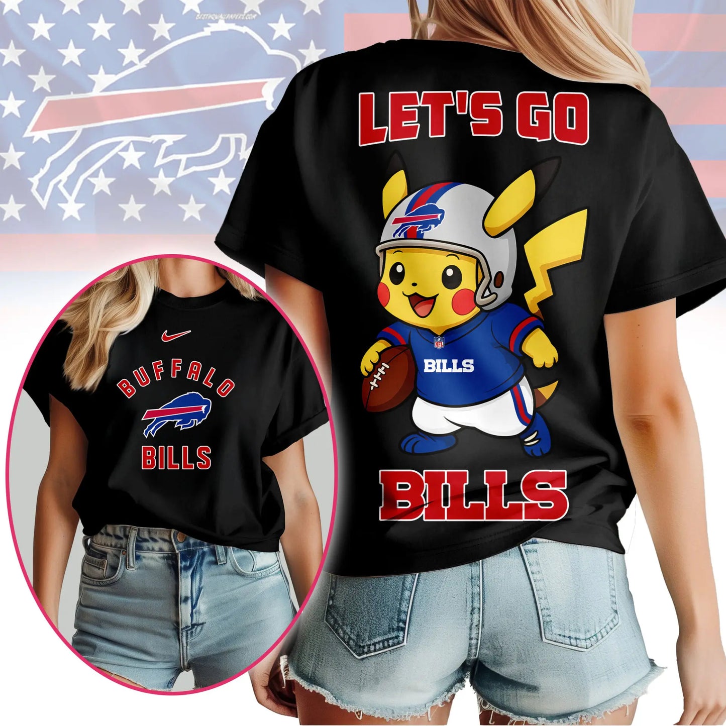 Buffalo Bills | Premium NFL Pokemon Fan 3D Shirt NY – HuddleStyle.com - Main