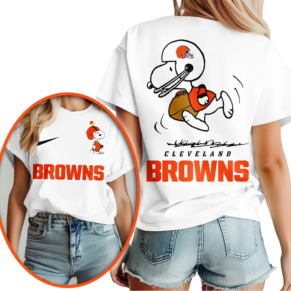 Cleveland Browns | Premium NFL x Peanuts 3D Shirt HI – HuddleStyle.com - Image 2