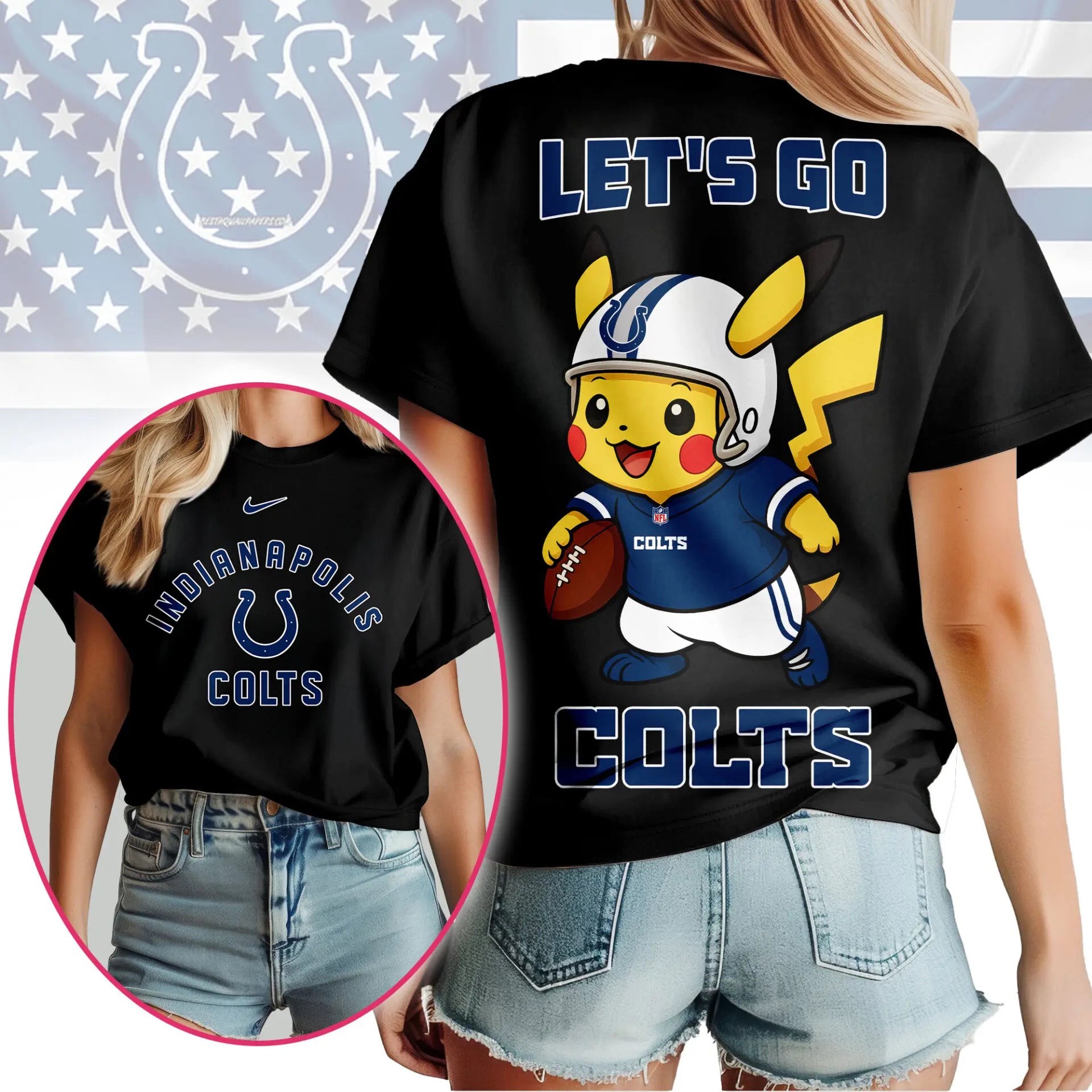 Indianapolis Colts | Premium NFL Pokemon Fan 3D Shirt NY – HuddleStyle.com - Image 2
