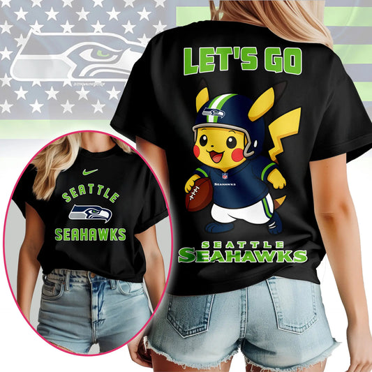 Seattle Seahawks | Premium NFL Pokemon Fan 3D Shirt NY – HuddleStyle.com - Main