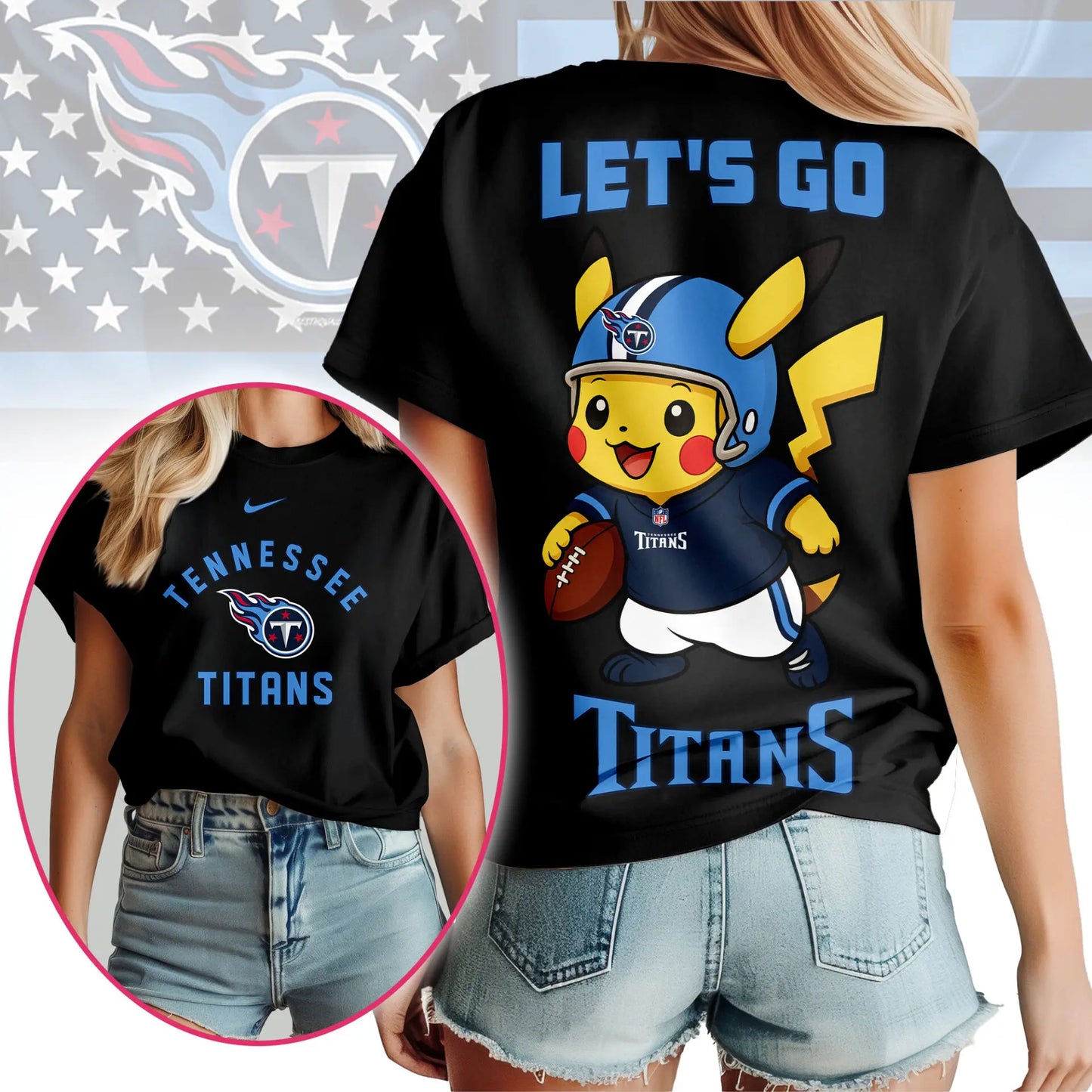 Tennessee Titans | Premium NFL Pokemon Fan 3D Shirt NY – HuddleStyle.com - Image 2