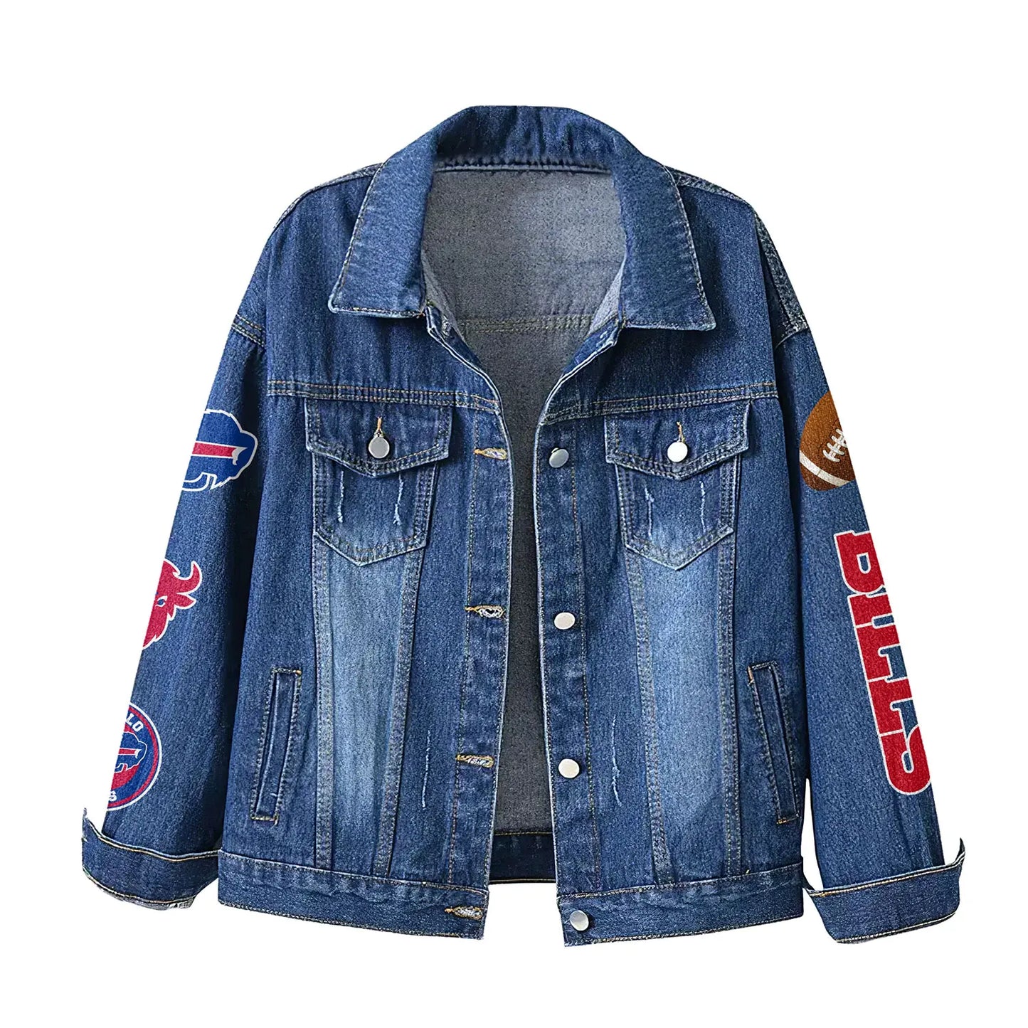 Buffalo Bills | Premium NFL Bartender Fan Denim Jacket NY – HuddleStyle.com - Image 2