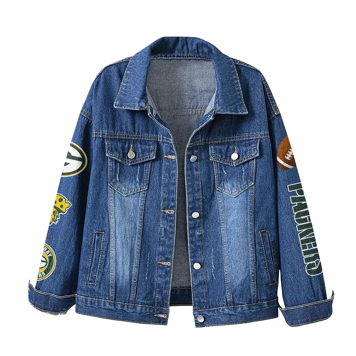 Green Bay Packers | Premium NFL Bartender Fan Denim Jacket NY – HuddleStyle.com - Image 2
