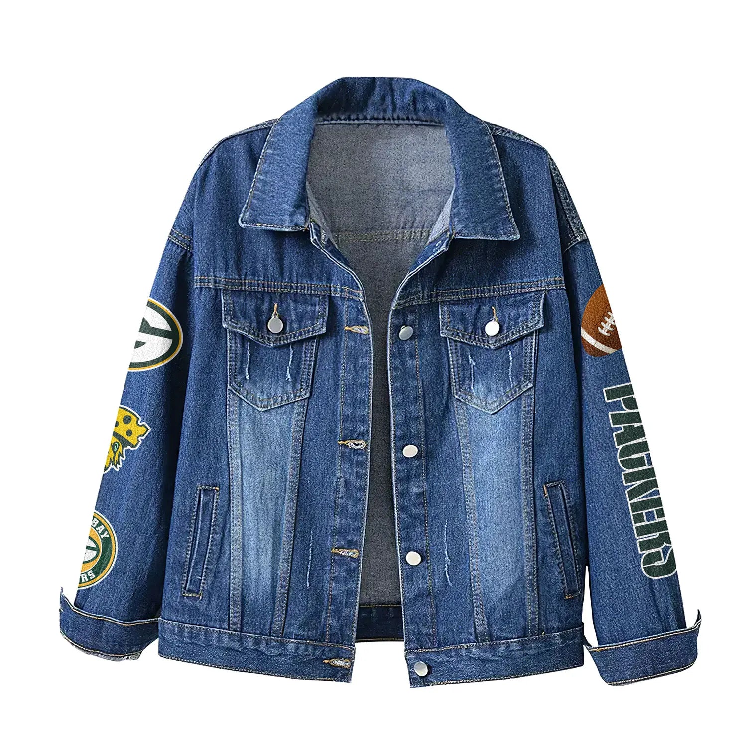 Green Bay Packers | Premium NFL Bartender Fan Denim Jacket NY – HuddleStyle.com - Image 2
