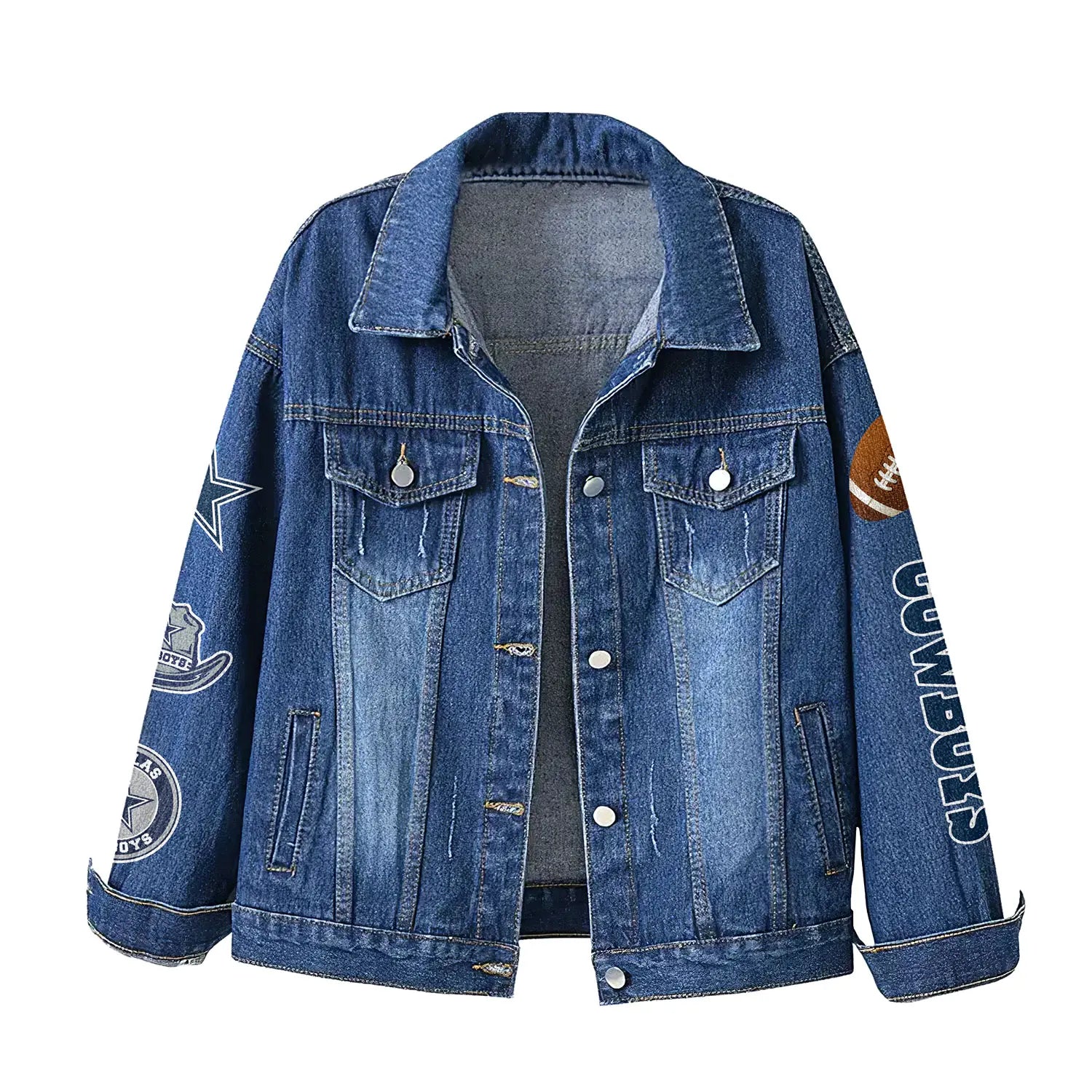 Dallas Cowboys | Premium NFL Bartender Fan Denim Jacket NY – HuddleStyle.com - Image 2