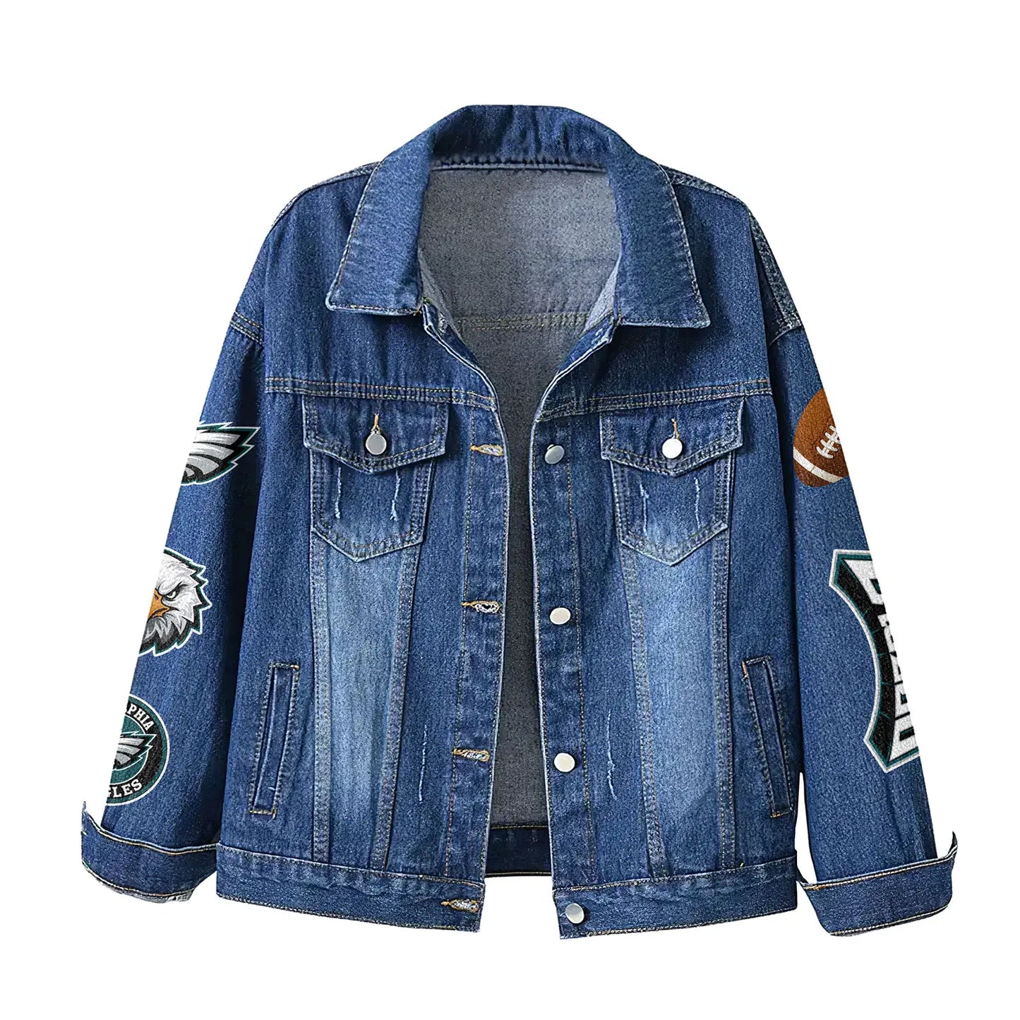 Philadelphia Eagles | Premium NFL Bartender Fan Denim Jacket NY – HuddleStyle.com - Image 2