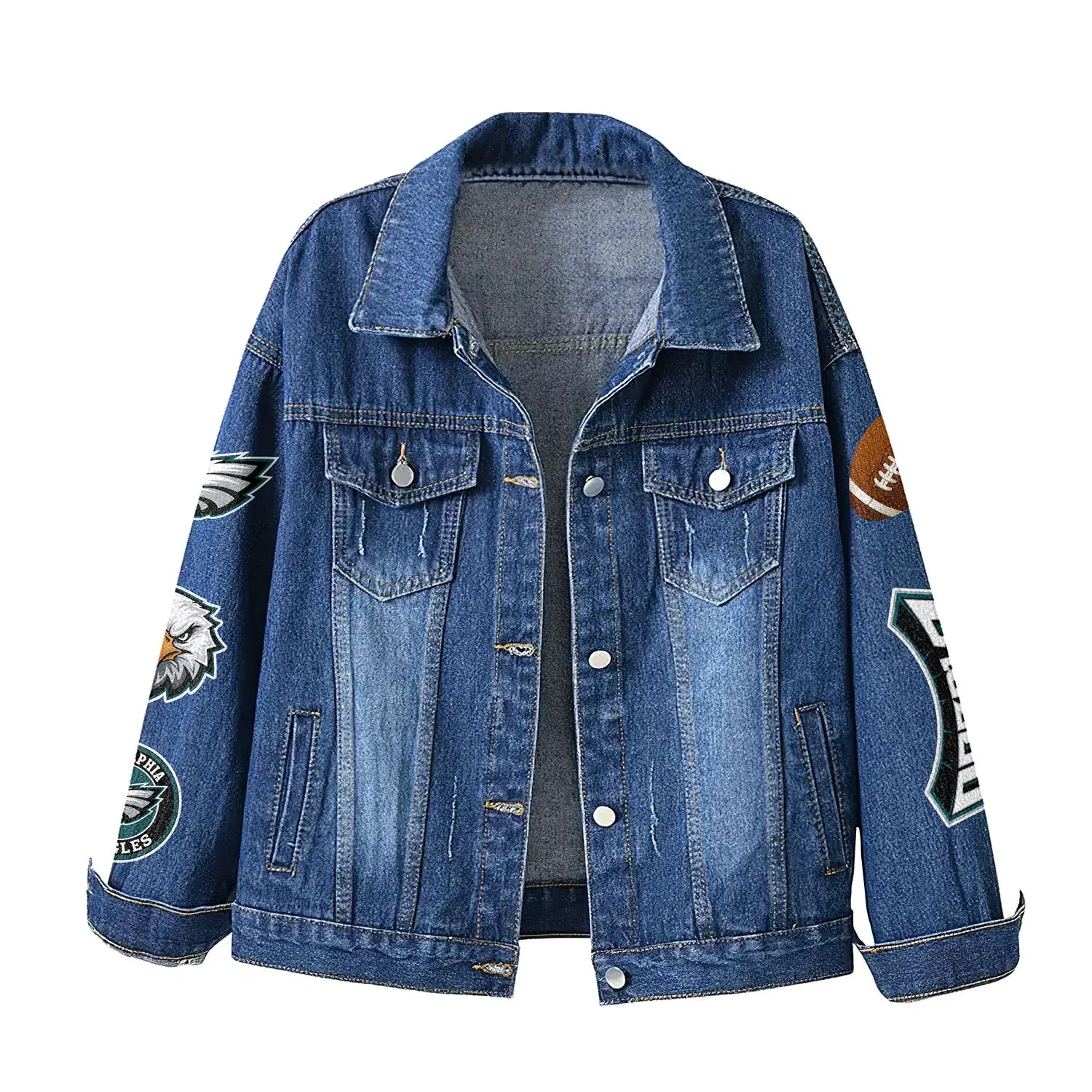 Philadelphia Eagles | Premium NFL Bartender Fan Denim Jacket NY – HuddleStyle.com - Image 2