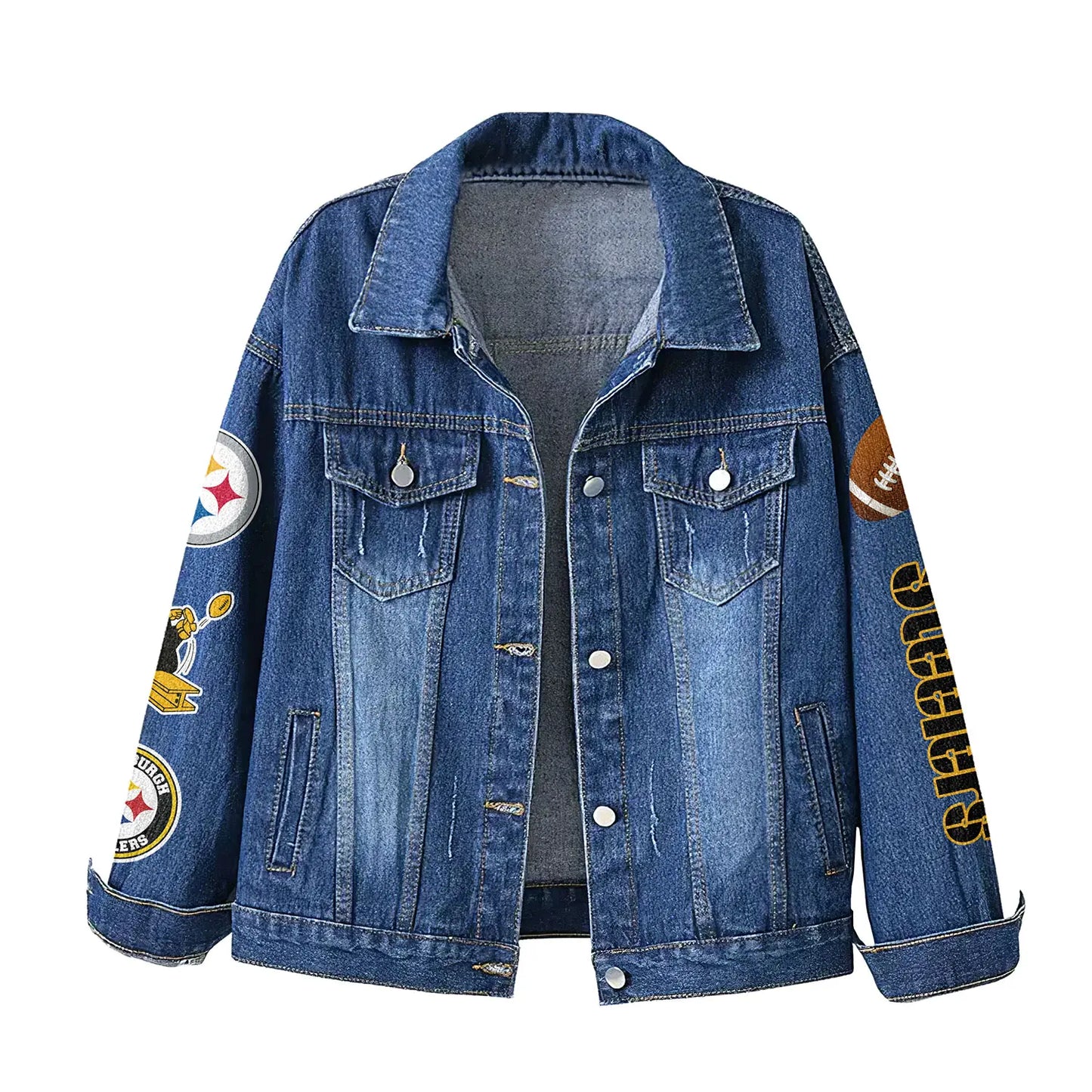 Pittsburgh Steelers | Premium NFL Bartender Fan Denim Jacket NY – HuddleStyle.com - Image 2
