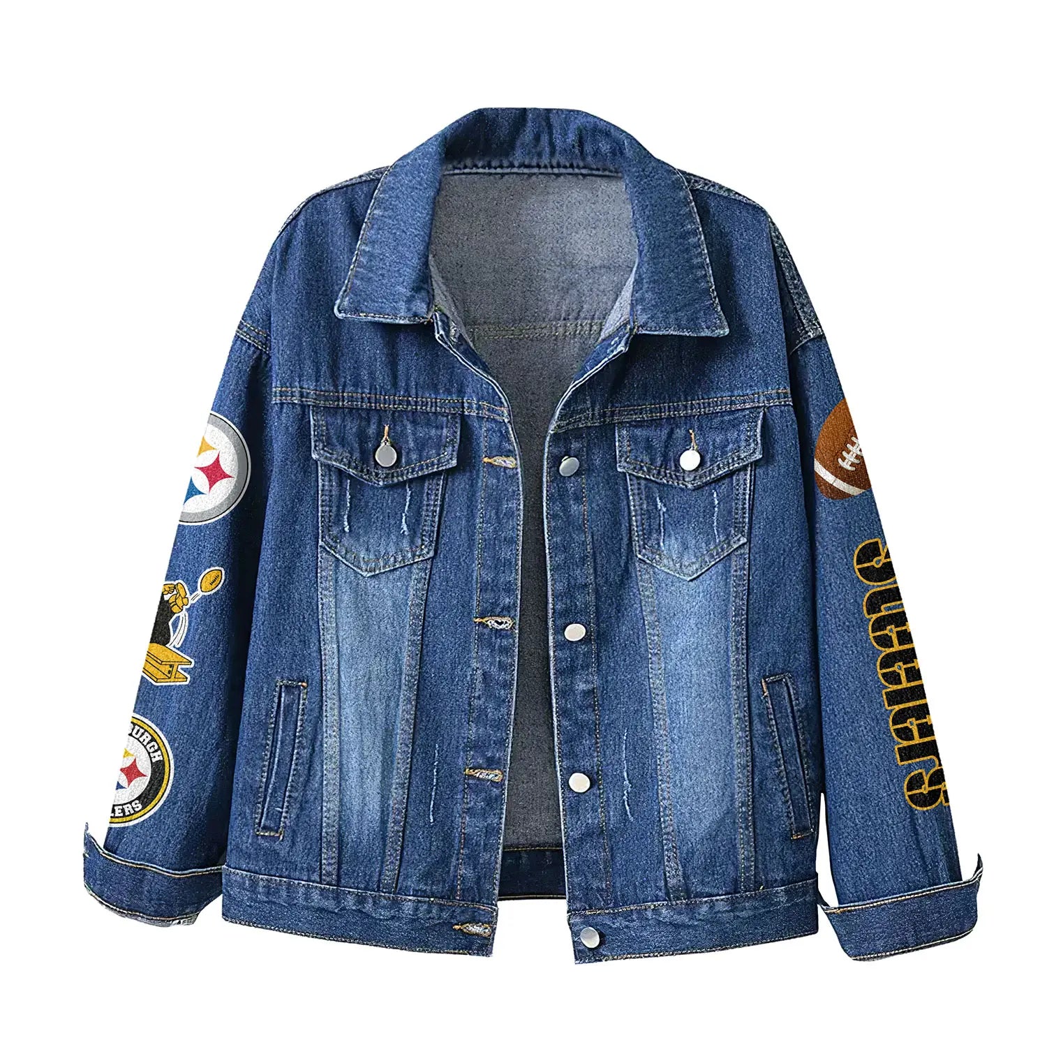 Pittsburgh Steelers | Premium NFL Bartender Fan Denim Jacket NY – HuddleStyle.com - Image 2