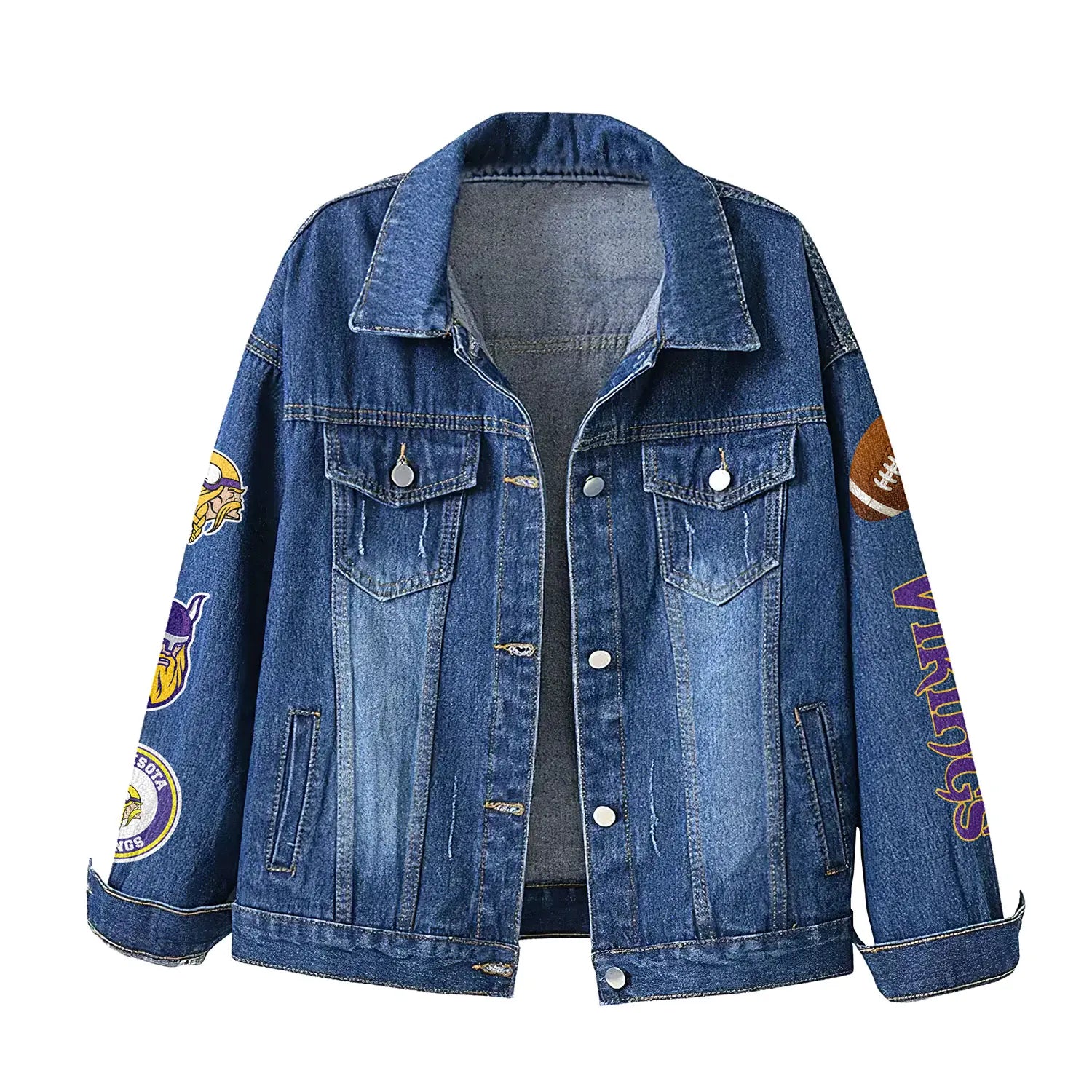 Minnesota Vikings | Premium NFL Bartender Fan Denim Jacket NY – HuddleStyle.com - Image 2