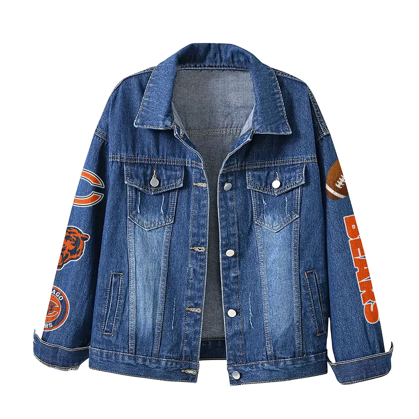 Chicago Bears | Premium NFL Bartender Fan Denim Jacket NY – HuddleStyle.com - Image 2