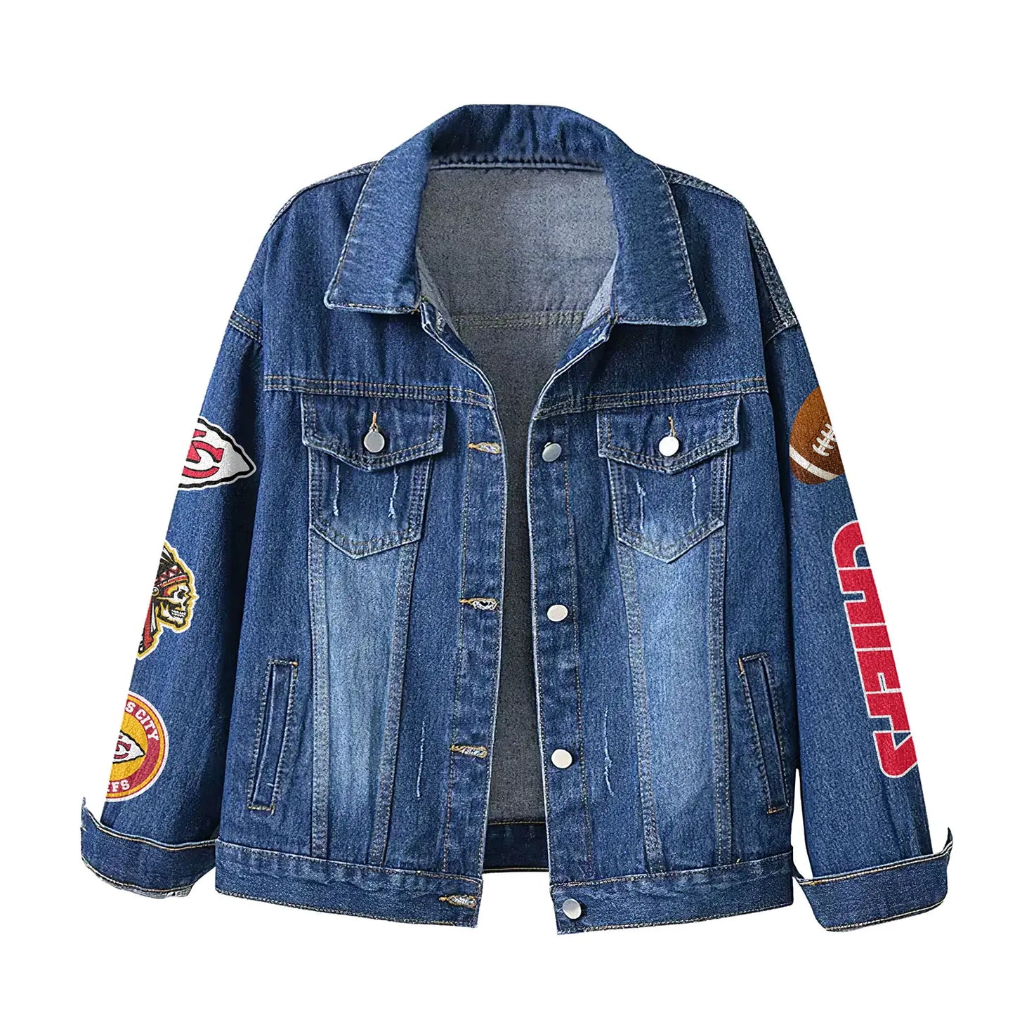 Kansas City Chiefs | Premium NFL Bartender Fan Denim Jacket NY – HuddleStyle.com - Image 2