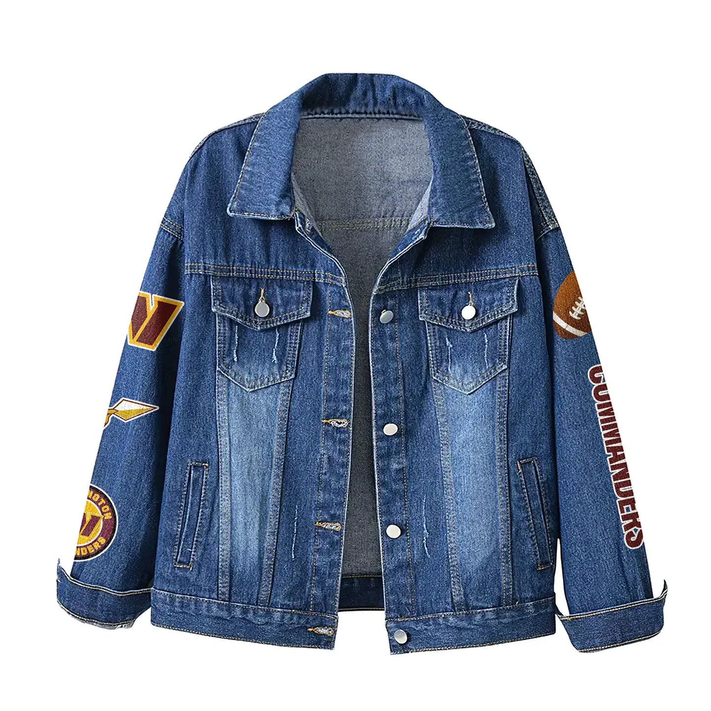 Washington Commanders | Premium NFL Bartender Fan Denim Jacket NY – HuddleStyle.com - Image 2