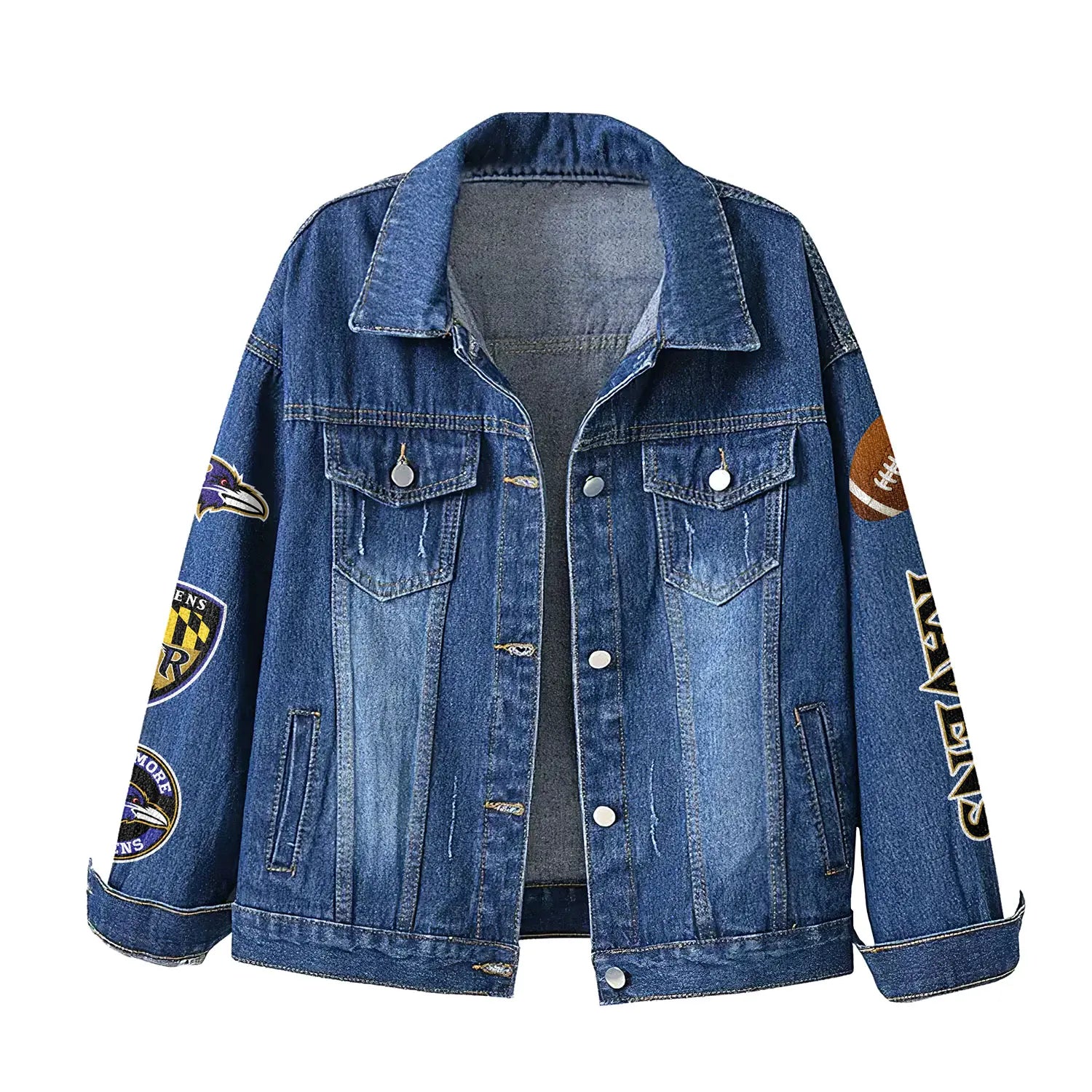 Baltimore Ravens | Premium NFL Bartender Fan Denim Jacket NY – HuddleStyle.com - Image 2