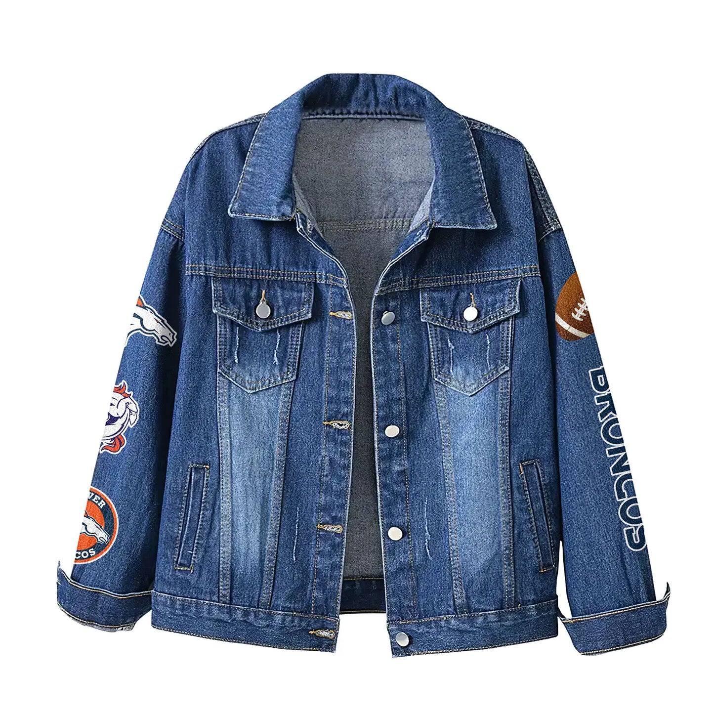 Denver Broncos | Premium NFL Bartender Fan Denim Jacket NY – HuddleStyle.com - Image 2