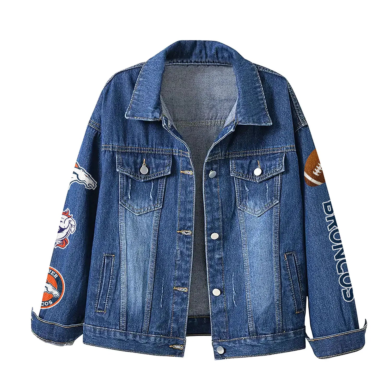 Denver Broncos | Premium NFL Bartender Fan Denim Jacket NY – HuddleStyle.com - Image 2