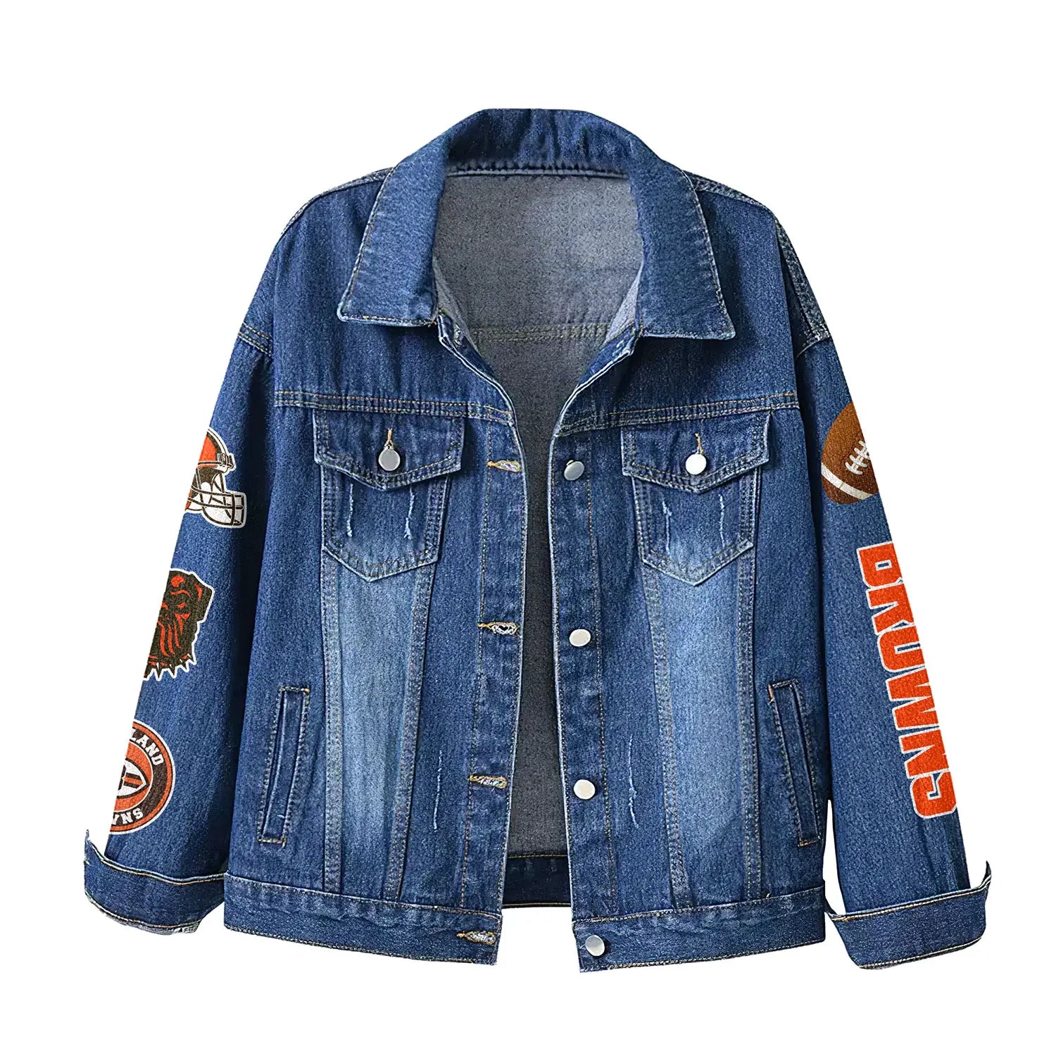 Cleveland Browns | Premium NFL Bartender Fan Denim Jacket NY – HuddleStyle.com - Image 2