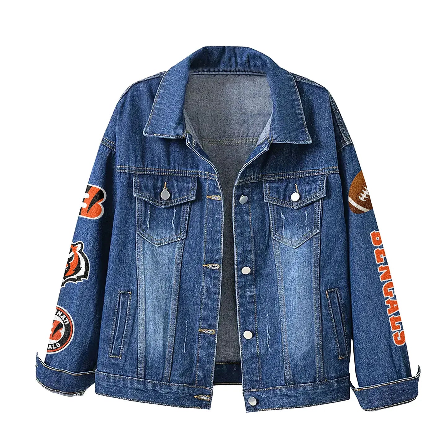 Cincinnati Bengals | Premium NFL Bartender Fan Denim Jacket NY – HuddleStyle.com - Image 2