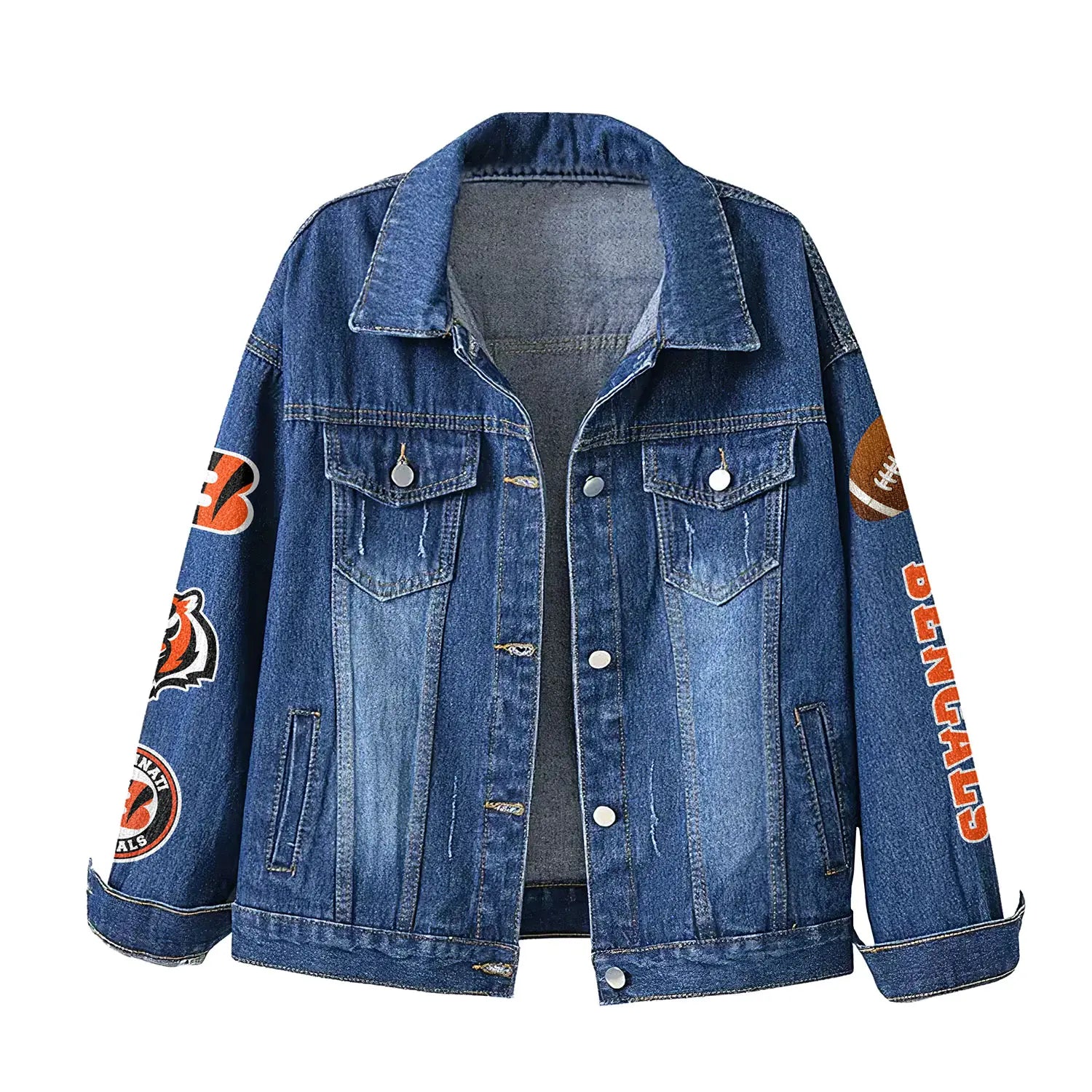 Cincinnati Bengals | Premium NFL Bartender Fan Denim Jacket NY – HuddleStyle.com - Image 2