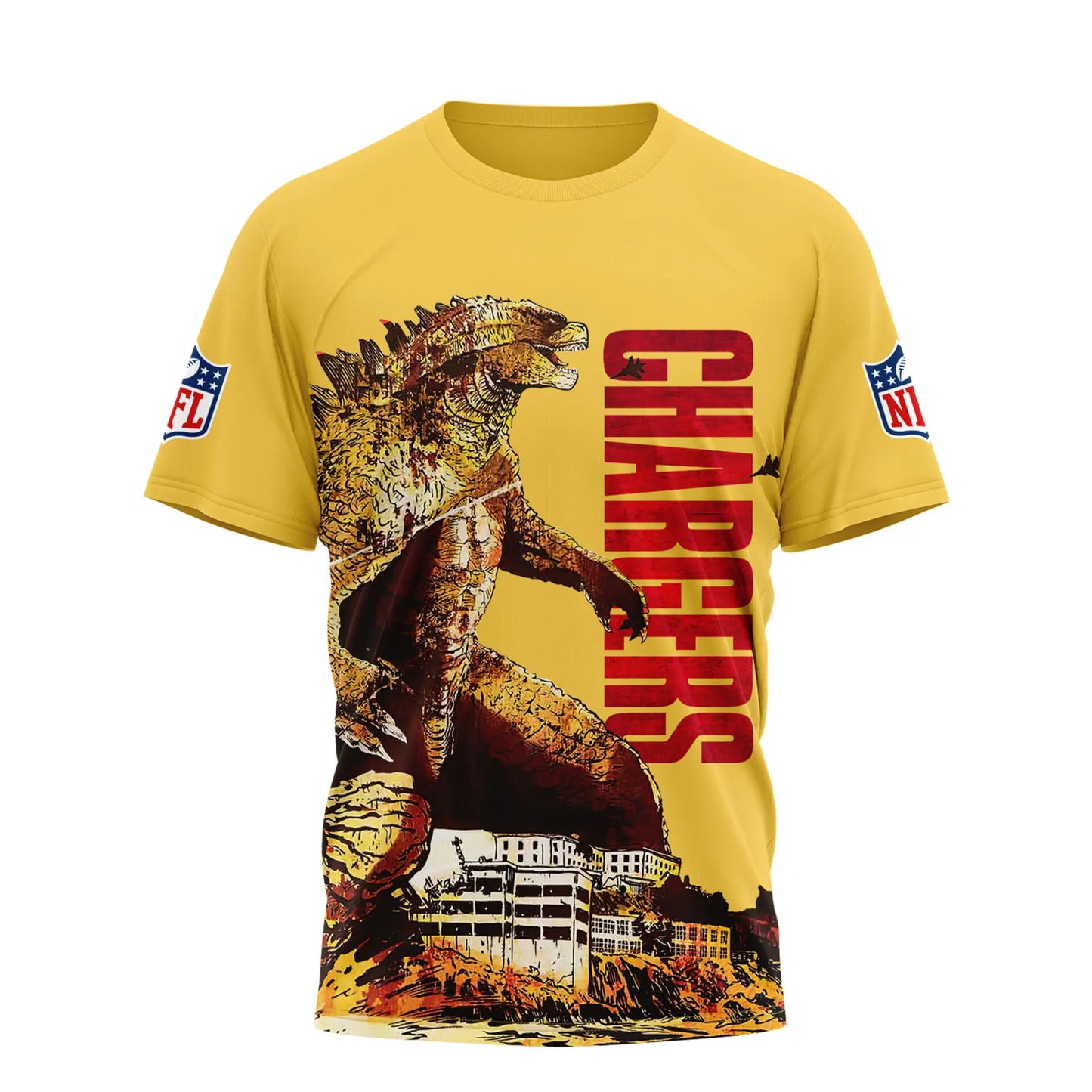 Los Angeles Chargers | Premium NFL Godzilla King of the Monsters 3D Shirt NY – HuddleStyle.com - Image 2