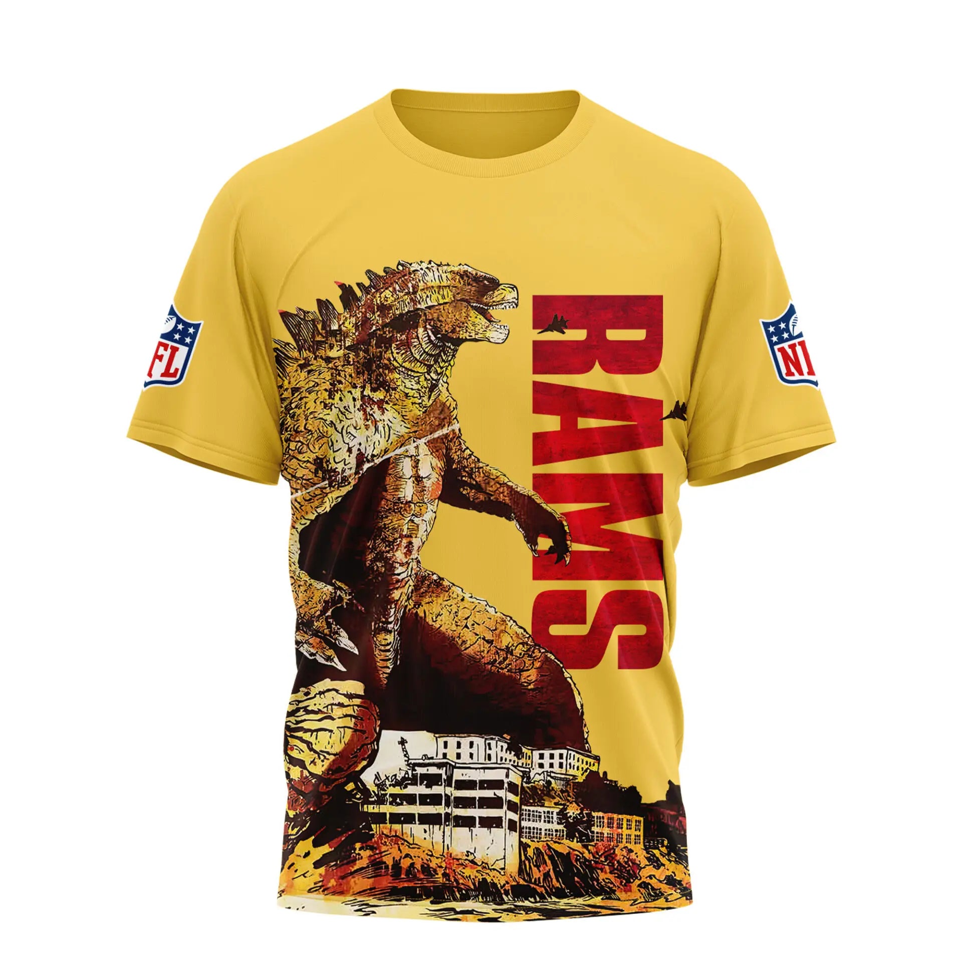 Los Angeles Rams | Premium NFL Godzilla King of the Monsters 3D Shirt NY – HuddleStyle.com - Image 2