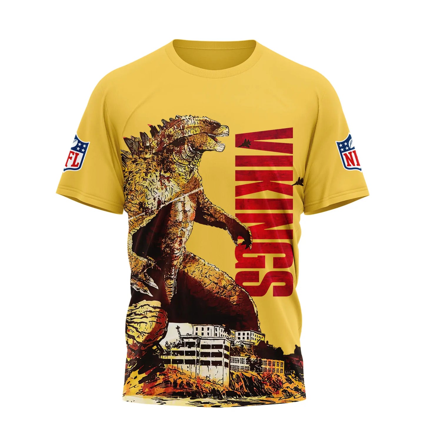 Minnesota Vikings | Premium NFL Godzilla King of the Monsters 3D Shirt NY – HuddleStyle.com - Image 2