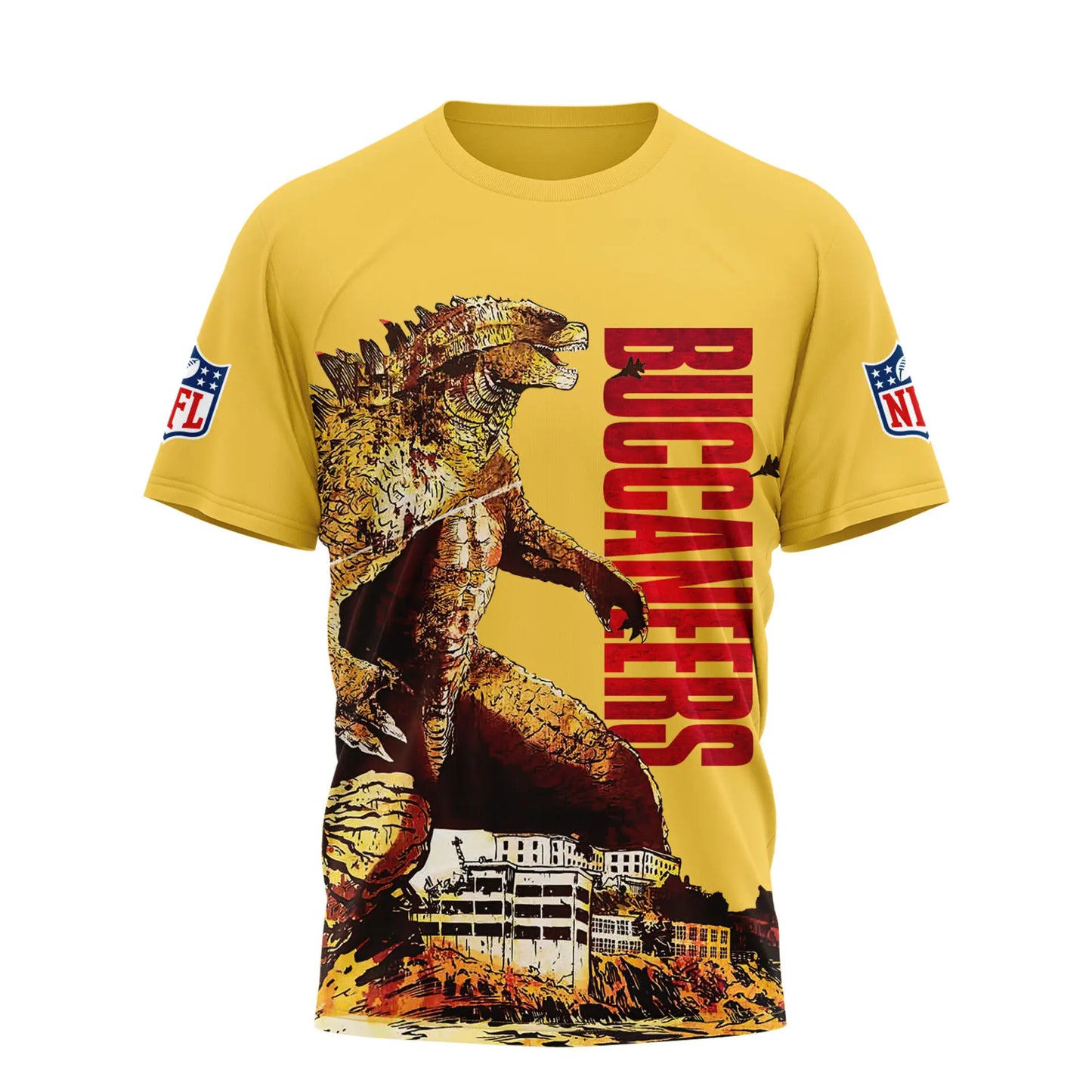 Tampa Bay Buccaneers | Premium NFL Godzilla King of the Monsters 3D Shirt NY – HuddleStyle.com - Image 2
