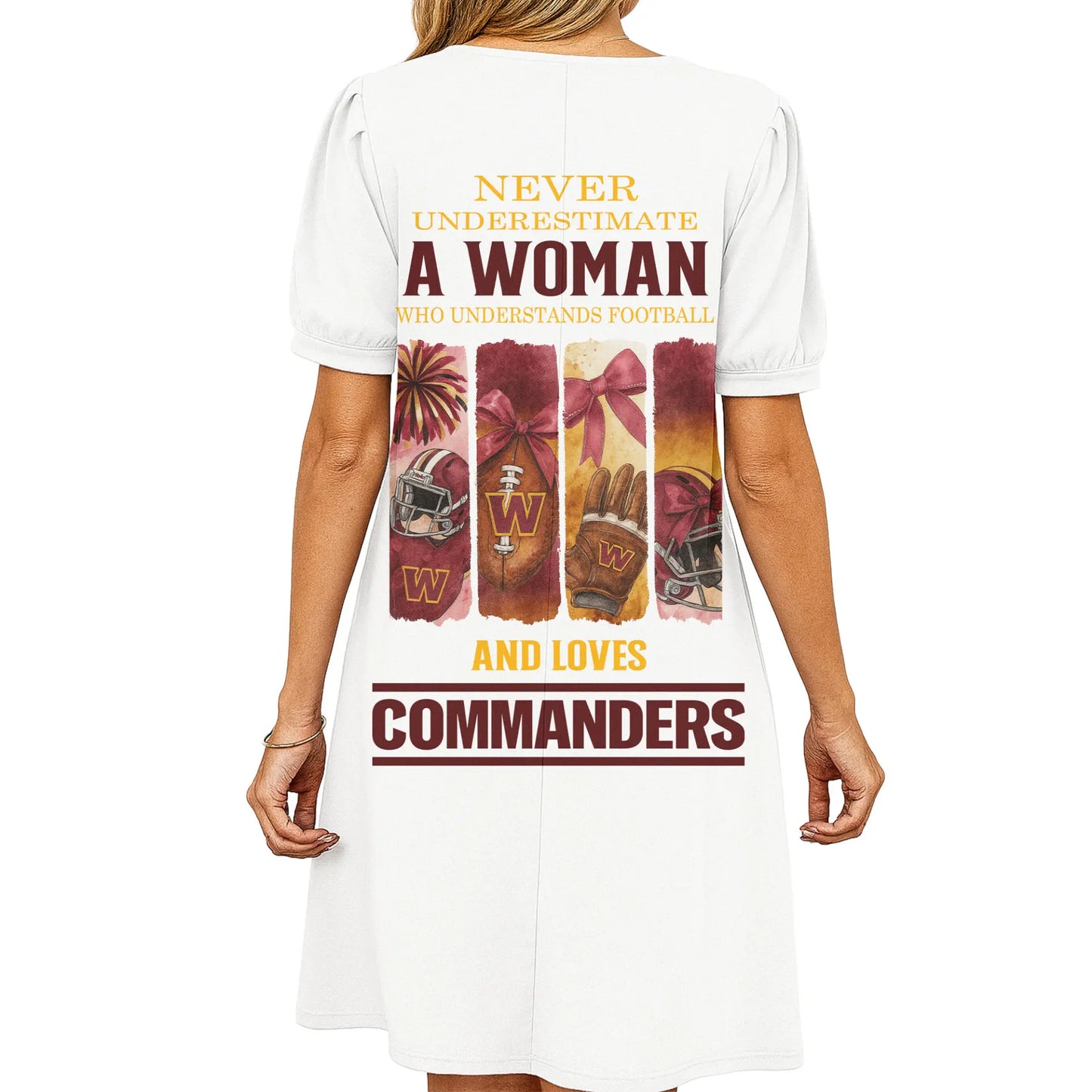 Washington Commanders | Premium NFL V-neck Dress HI – HuddleStyle.com - Main