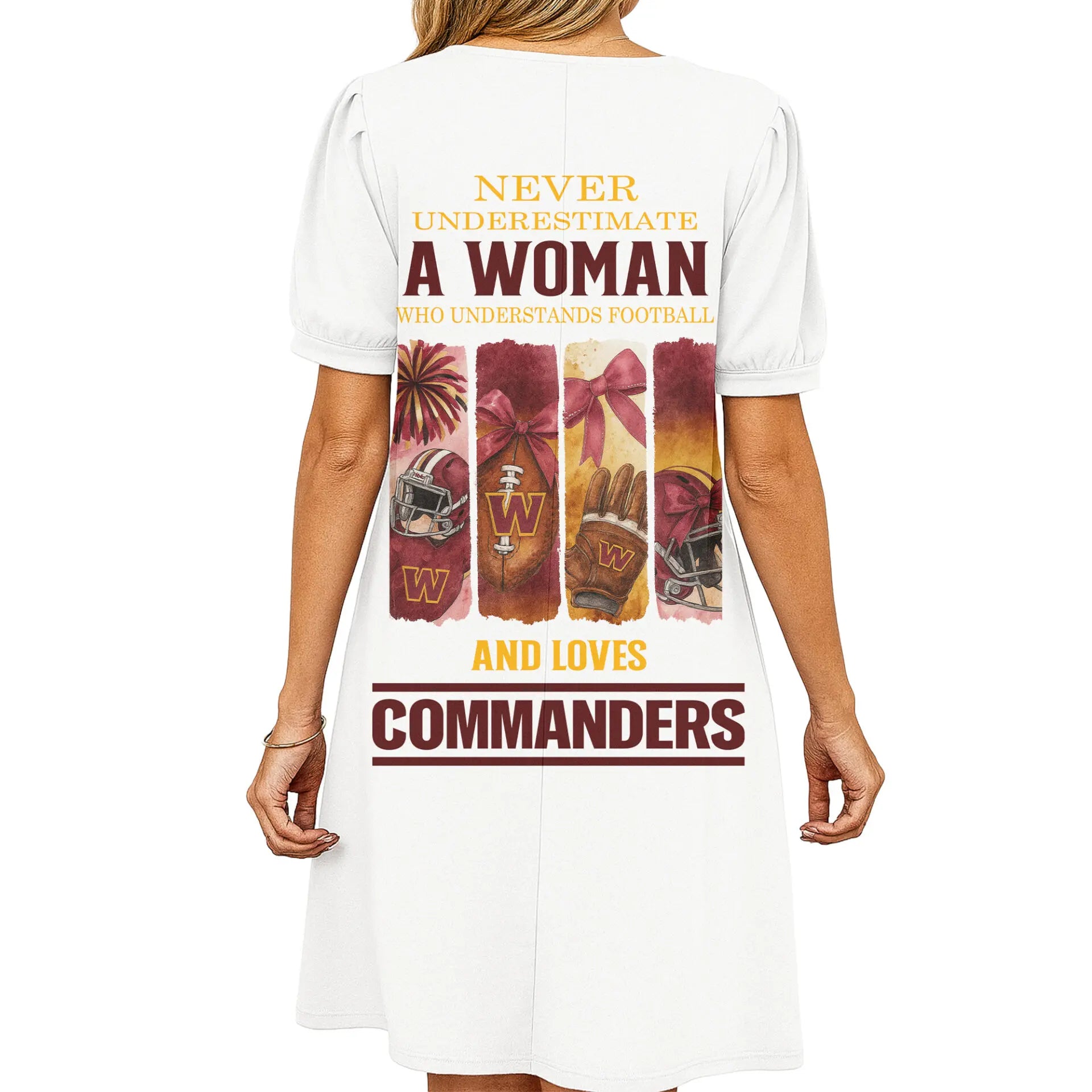 Washington Commanders | Premium NFL V-neck Dress HI – HuddleStyle.com - Main