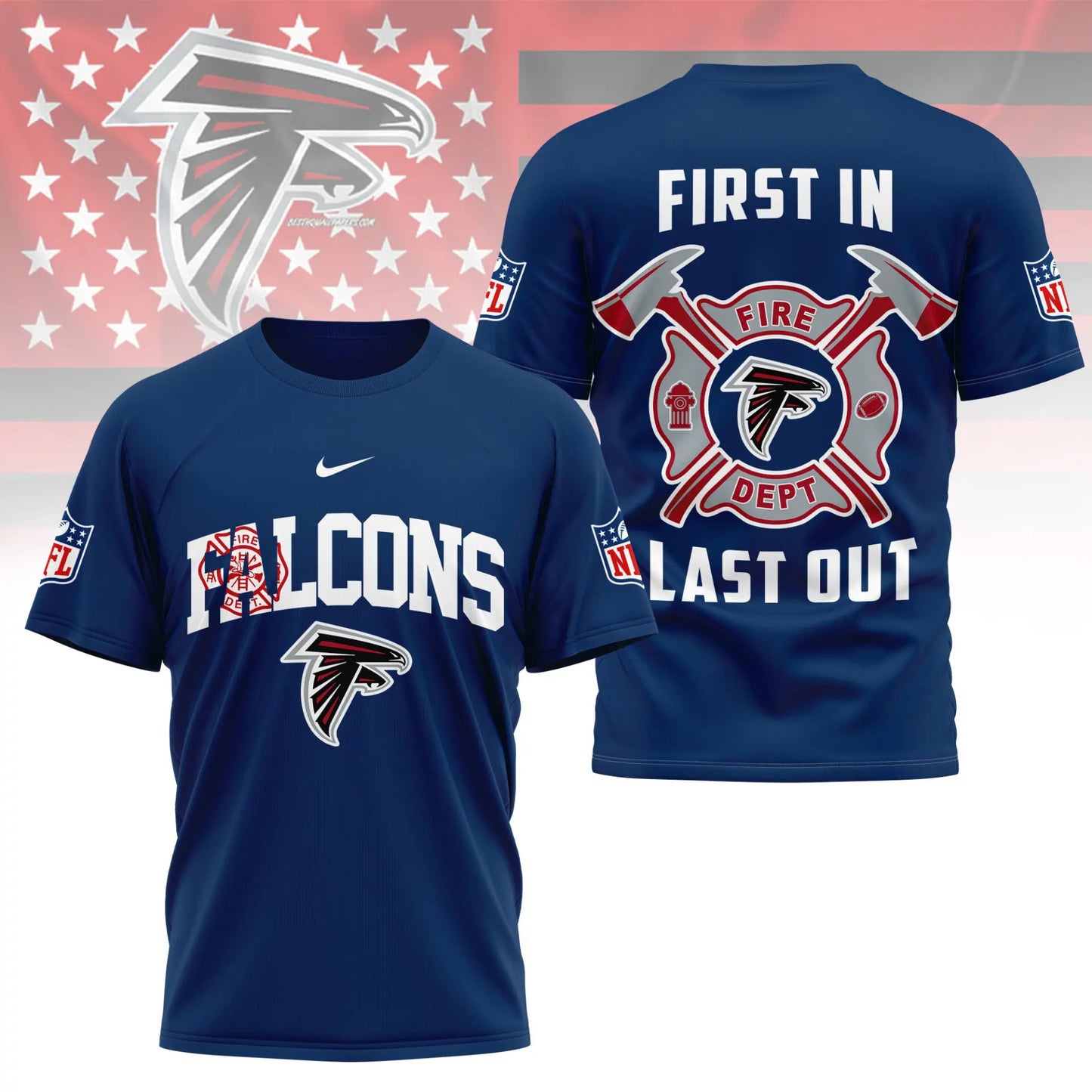 Atlanta Falcons | Premium NFL Fire Dept 3D Shirt TD – HuddleStyle.com - Image 2