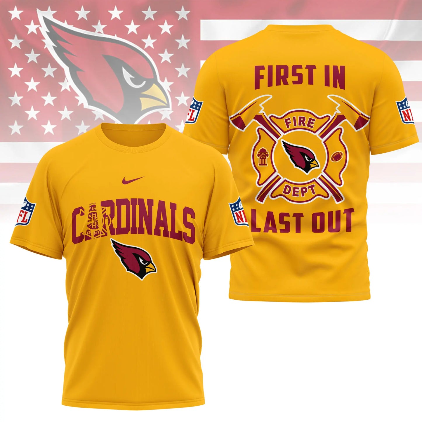 Arizona Cardinals | Premium NFL Fire Dept 3D Shirt TD – HuddleStyle.com - Image 3