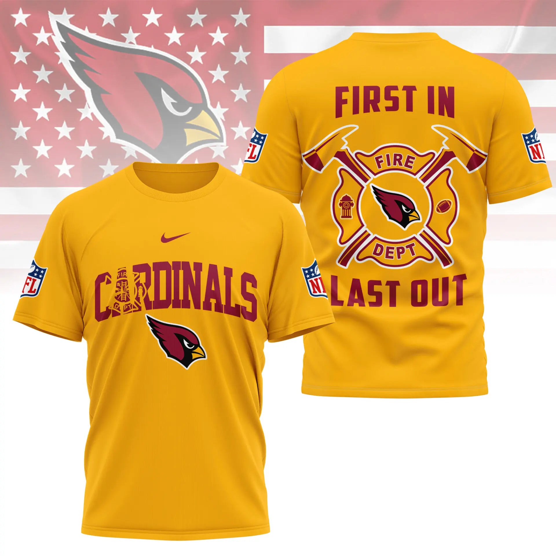 Arizona Cardinals | Premium NFL Fire Dept 3D Shirt TD – HuddleStyle.com - Image 3