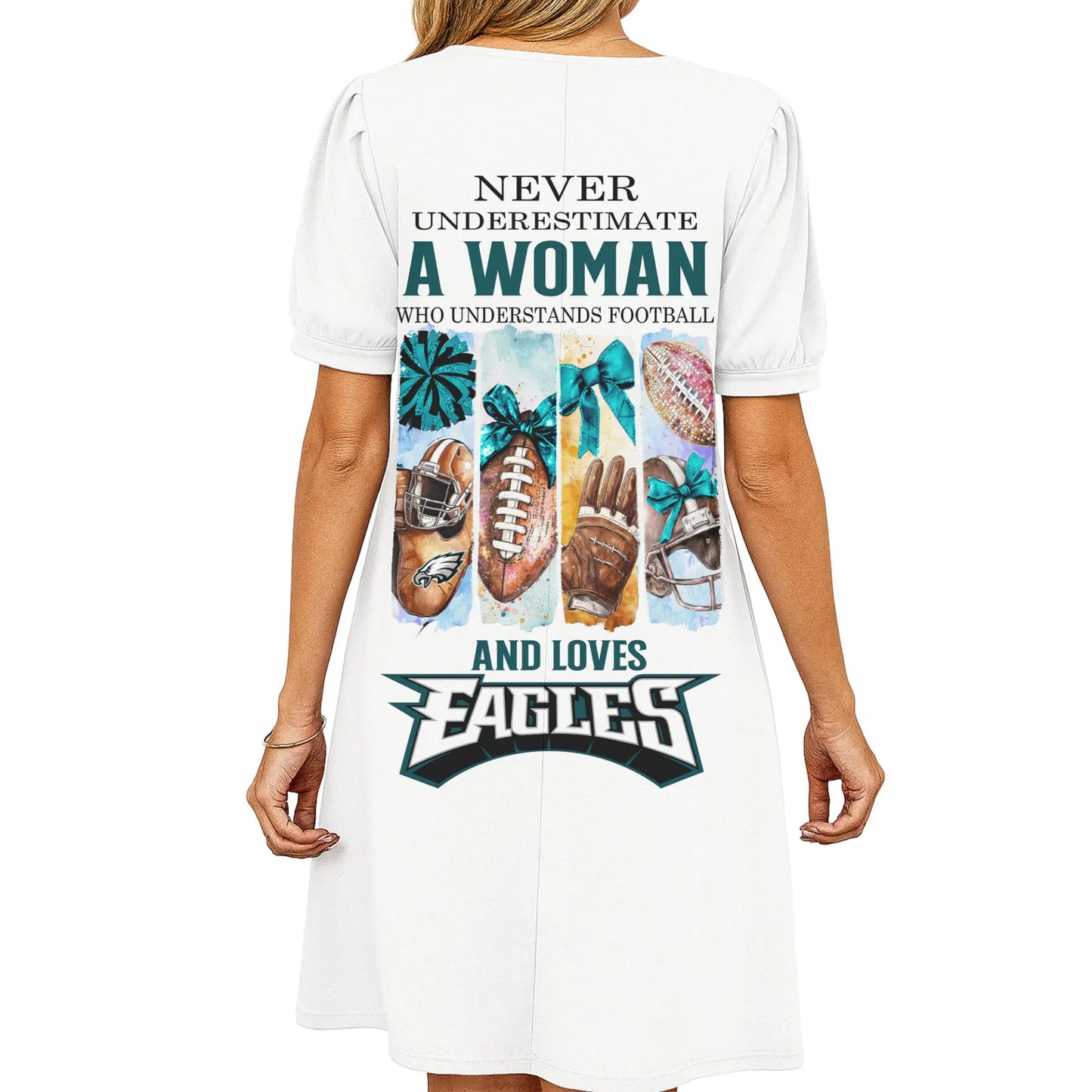 Philadelphia Eagles | Premium NFL V-neck Dress HI – HuddleStyle.com - Image 3