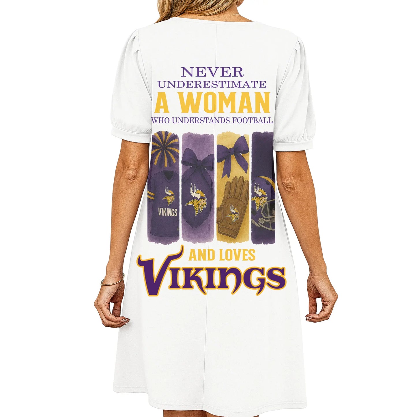 Minnesota Vikings | Premium NFL V-neck Dress HI – HuddleStyle.com - Image 2