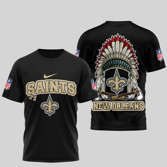 New Orleans Saints | Premium Native American Leather 3D Shirt TD – HuddleStyle.com - Main