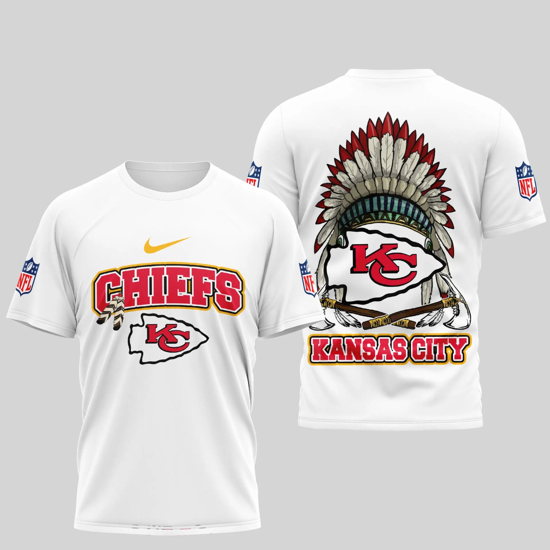 Kansas City Chiefs | Premium Native American Leather 3D Shirt TD – HuddleStyle.com - Image 2