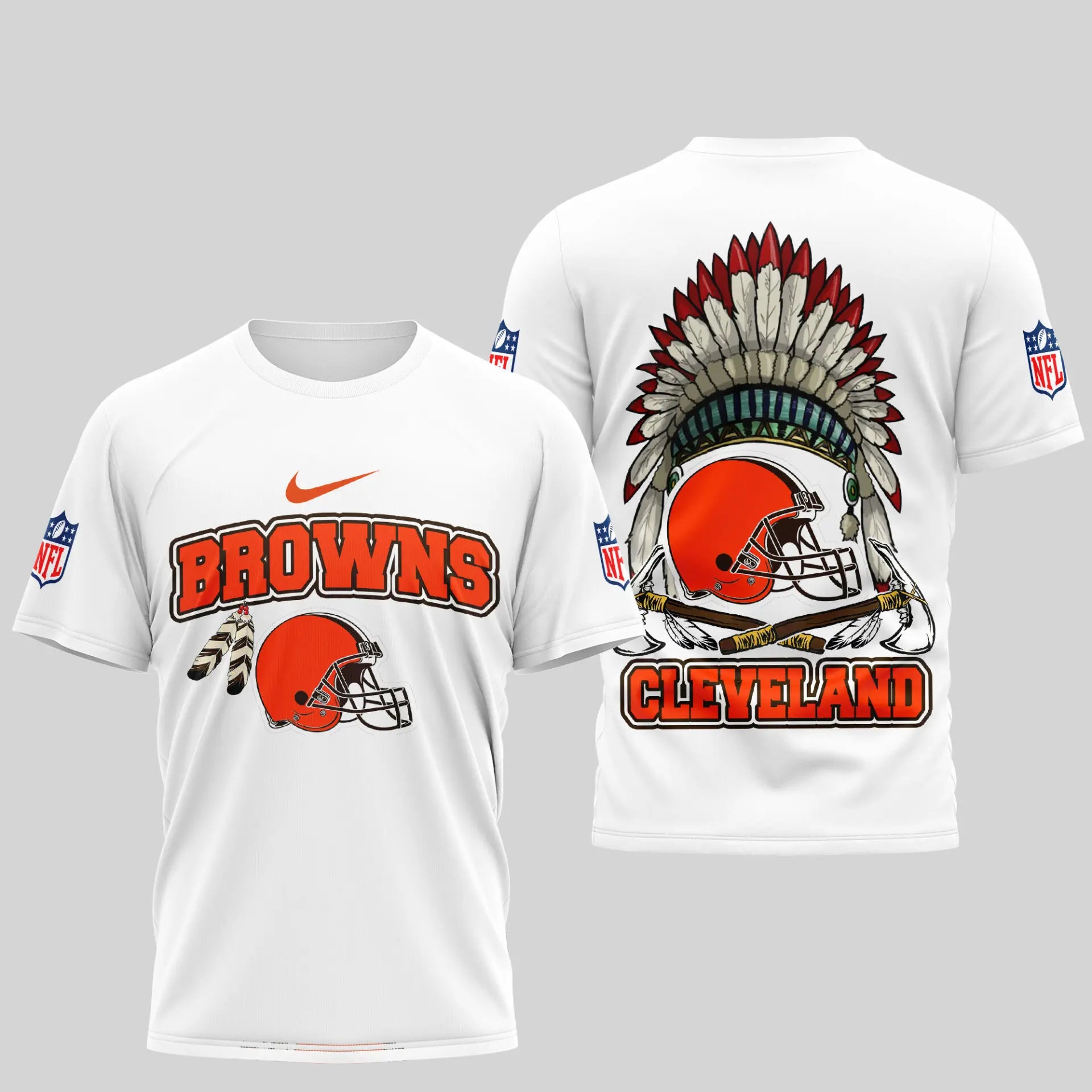 Cleveland Browns | Premium Native American Leather 3D Shirt TD – HuddleStyle.com - Main