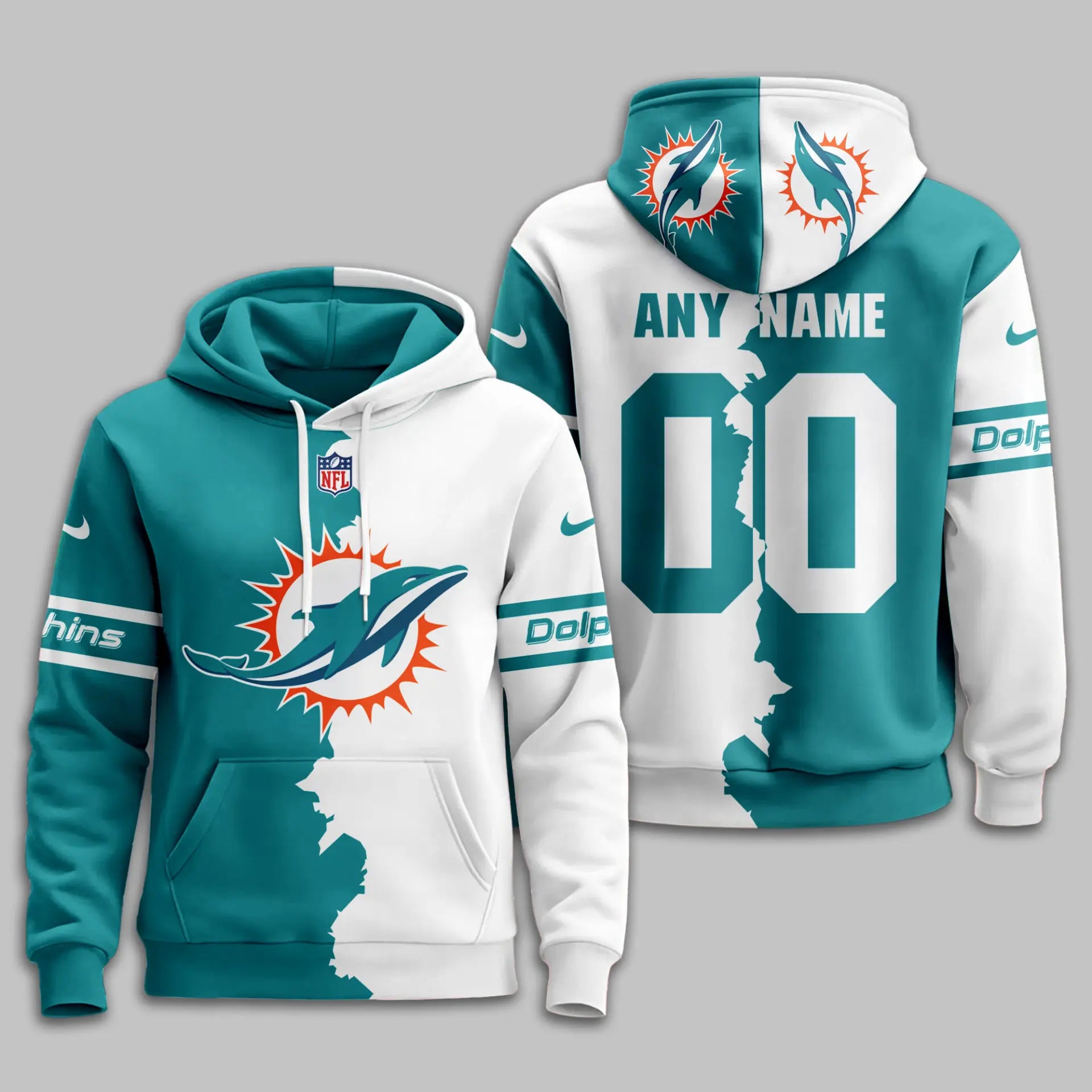 Miami Dolphins | Premium Victory Split Hoodie TD – HuddleStyle.com - Image 2