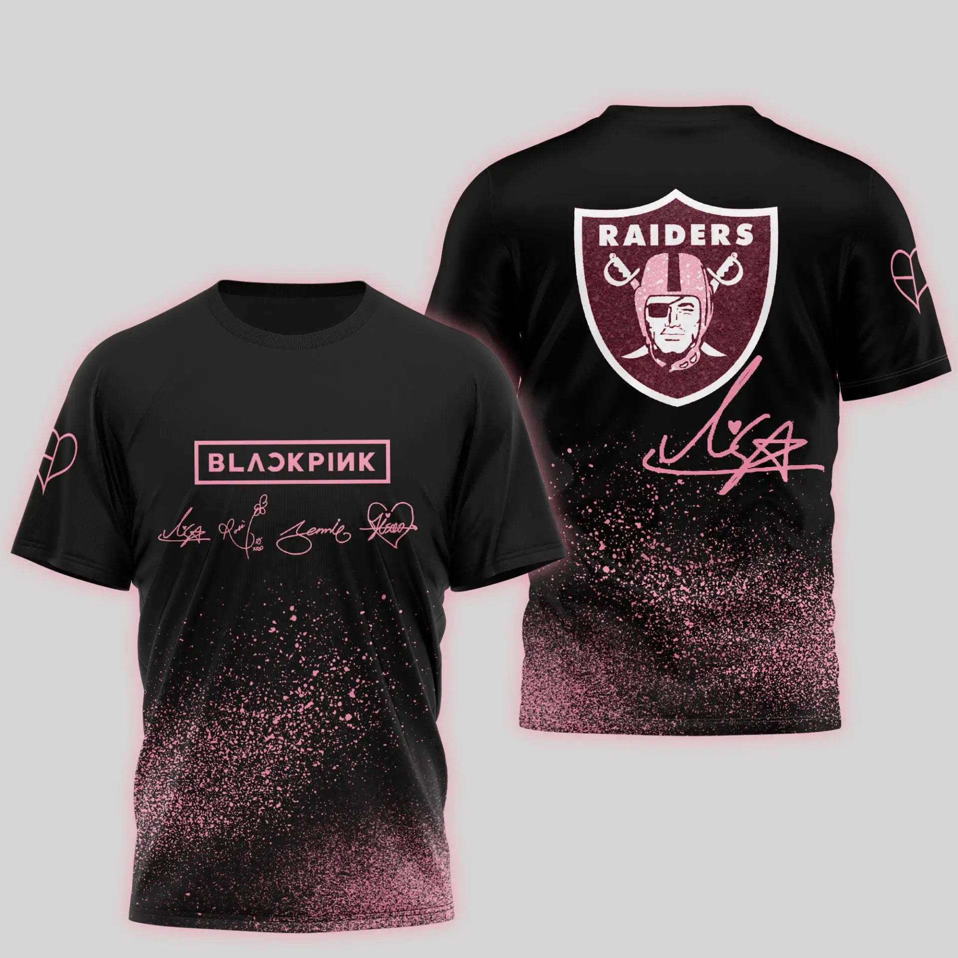 Las Vegas Raiders | Premium NFL x BlackPink 3D Shirt TD – HuddleStyle.com - Image 3